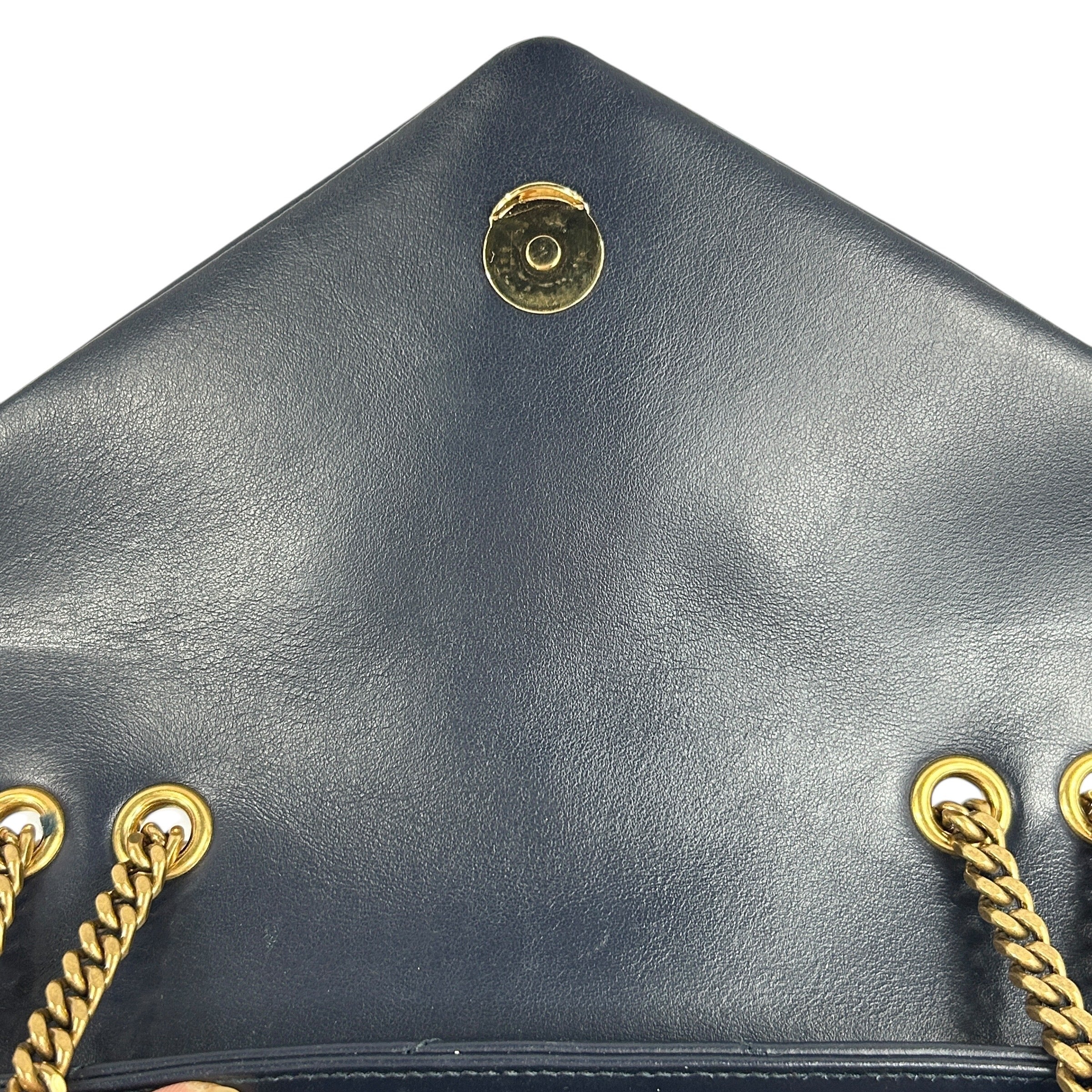 Navy Small Leather Loulou Shoulder Bag w/GHW