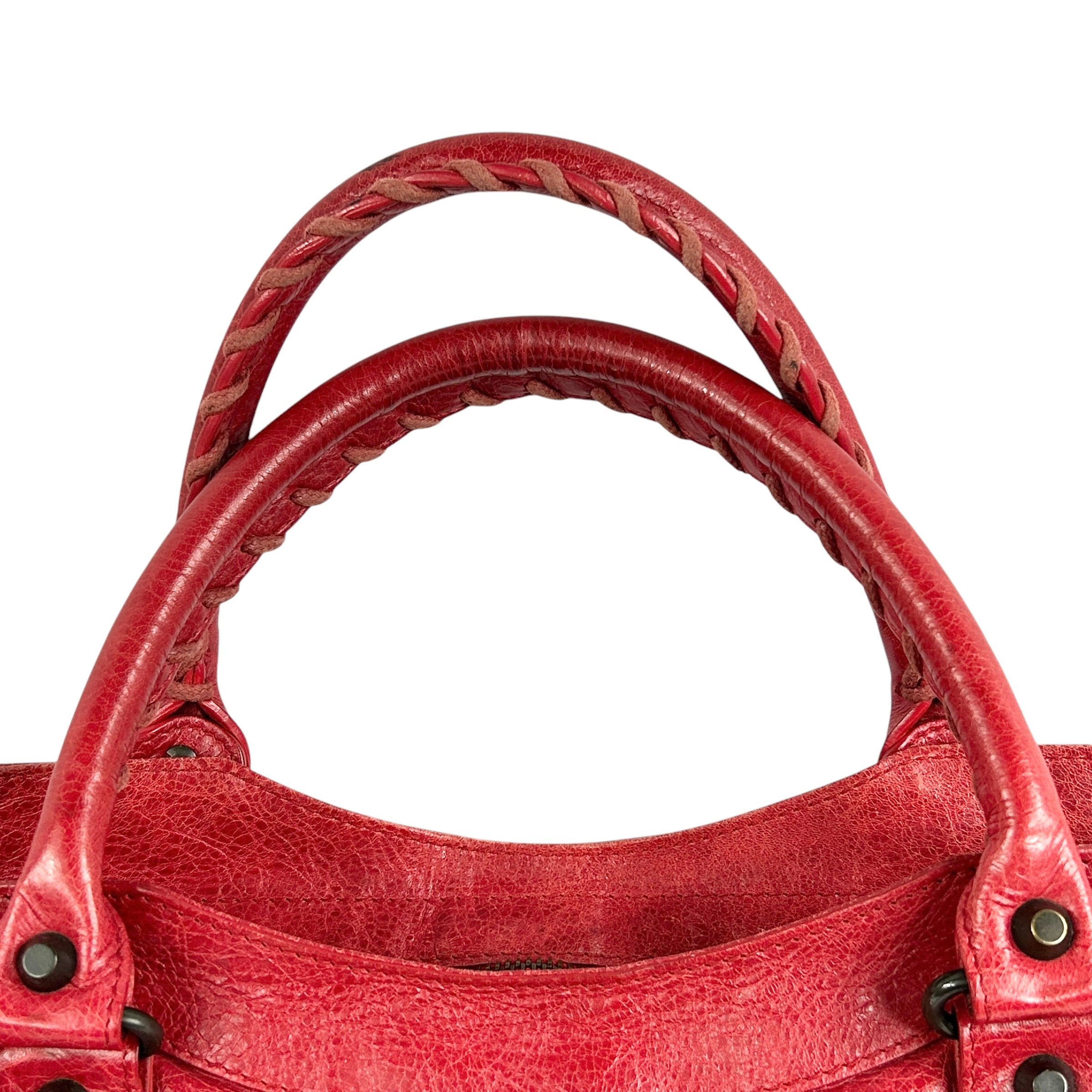 Red Lambskin Leather Motorcycle City Bag w/ABHW