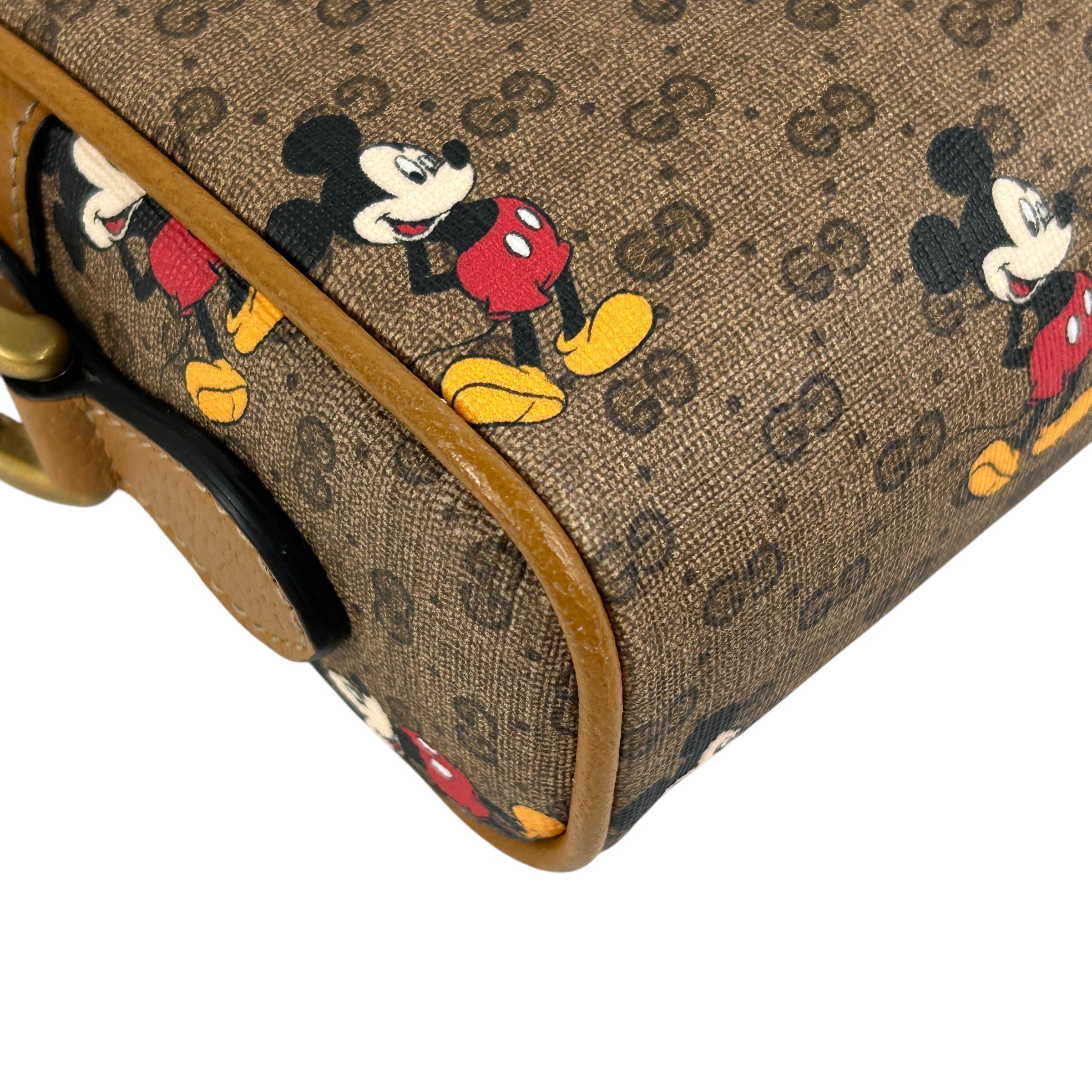 Gucci X Disney Brown GG Coated Canvas Mickey Mouse Mini Crossbody Bag