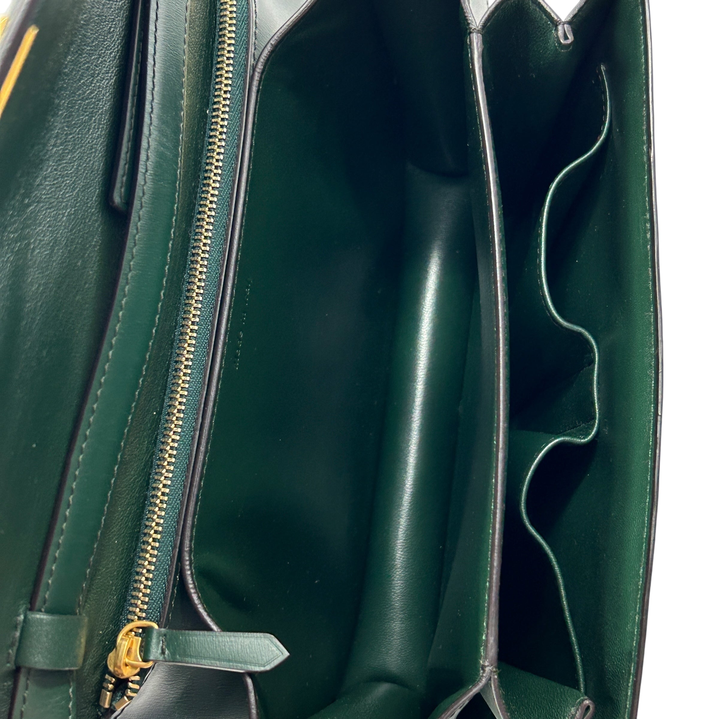 Dark Green Medium Classic Calf Box Bag w/AGHW