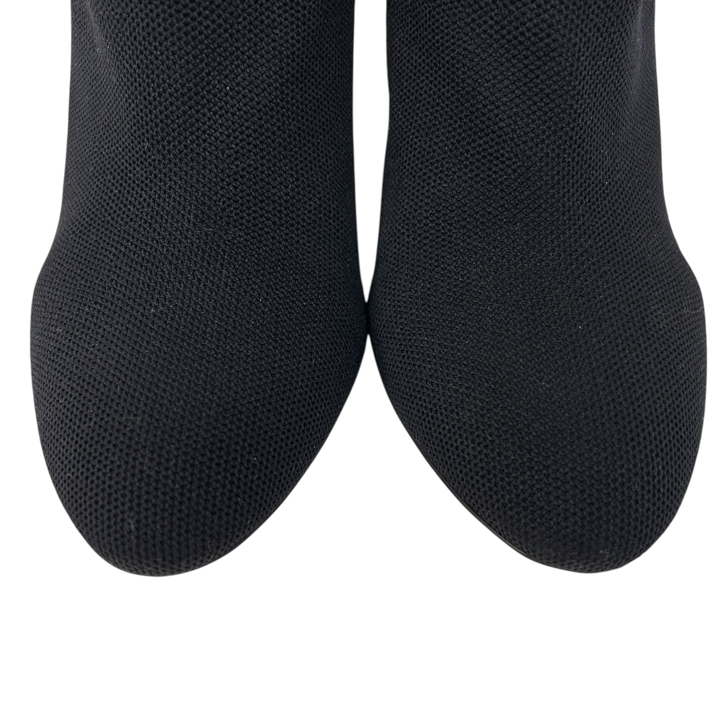 Black Silouette Ankle Boots w/Monogram Block Heel