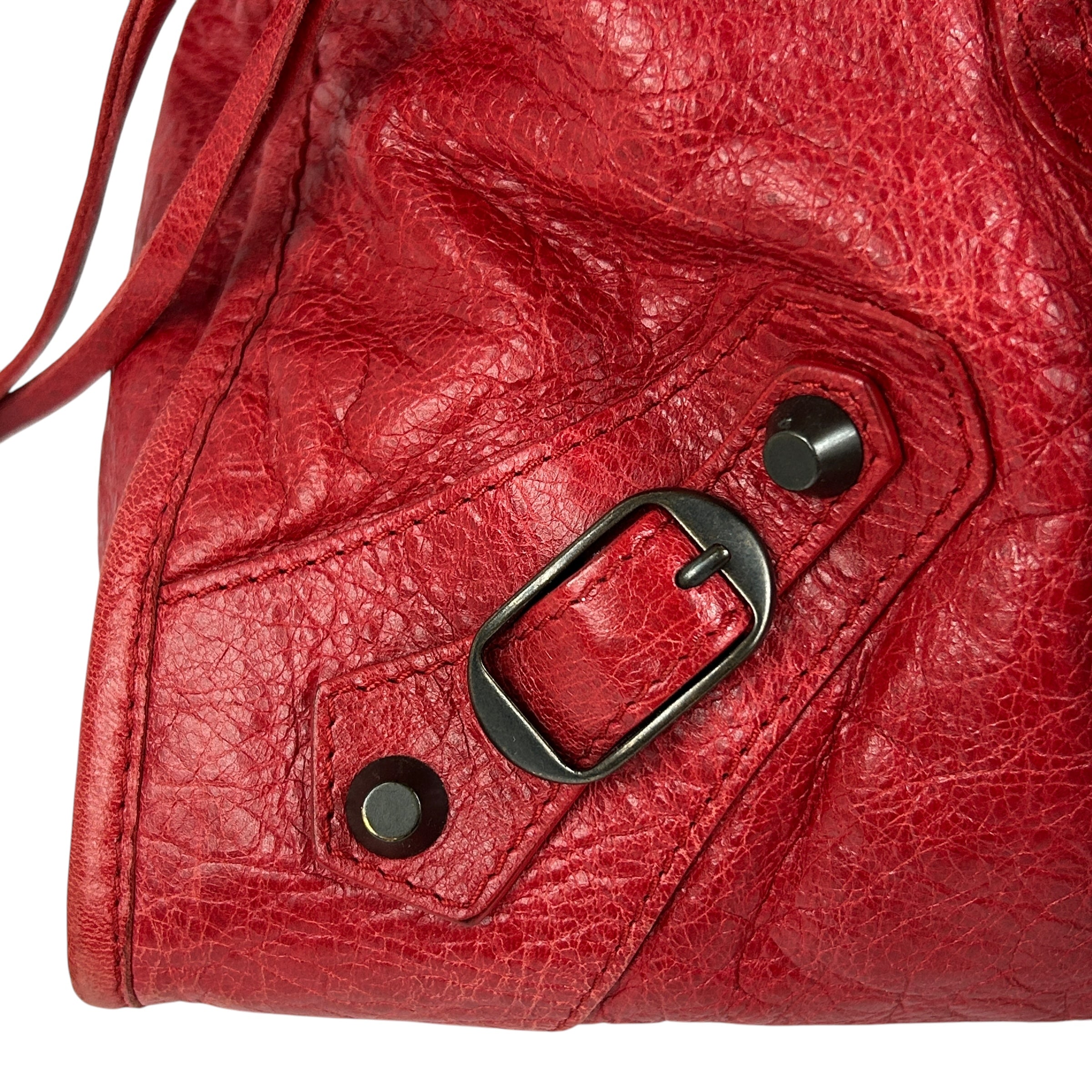 Red Lambskin Leather Motorcycle City Bag w/ABHW