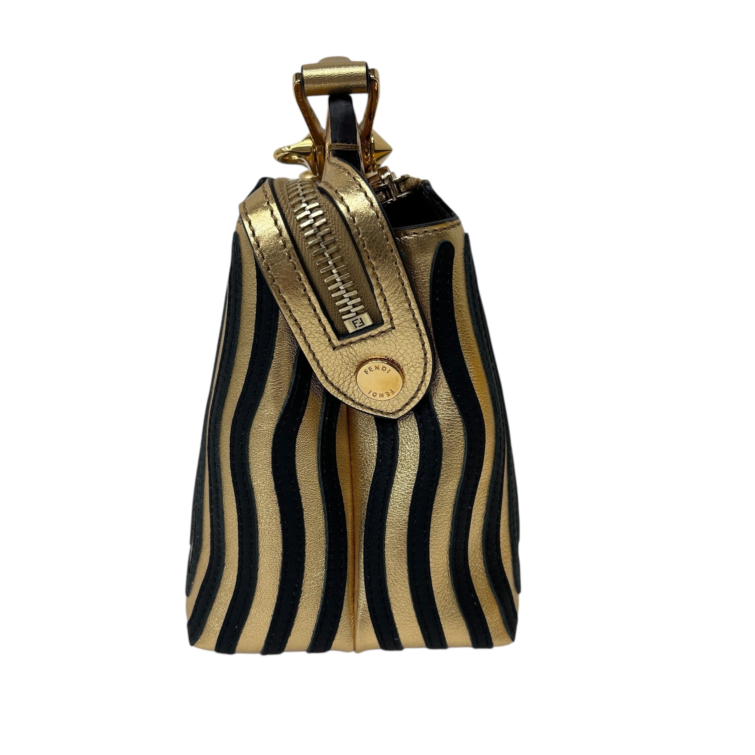 Gold Metallic Leather Hypnotic Dotcom Small Two-way Bag w/GHW