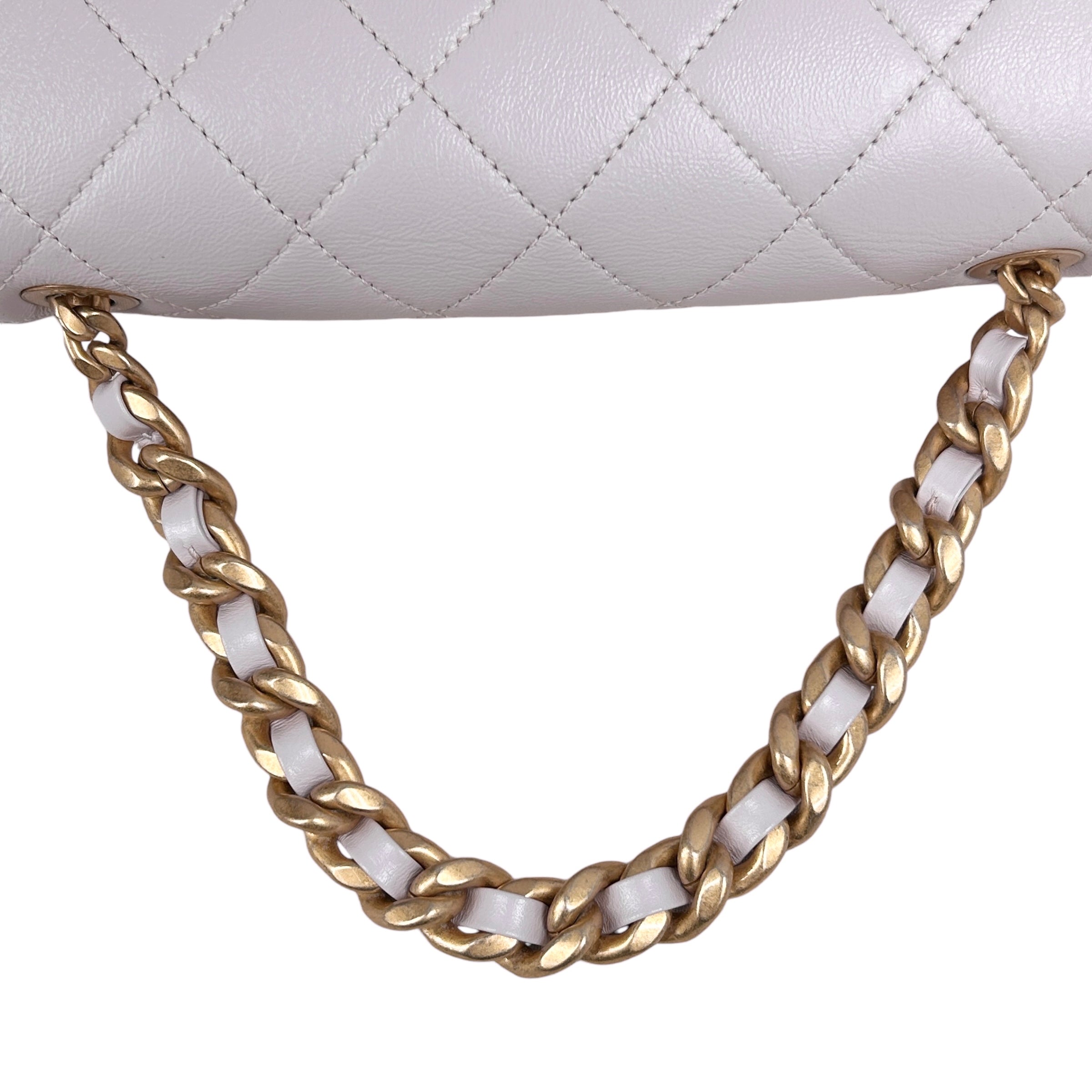 Light Pink Calfskin Quilted Chain Flap Bag w/AGHW