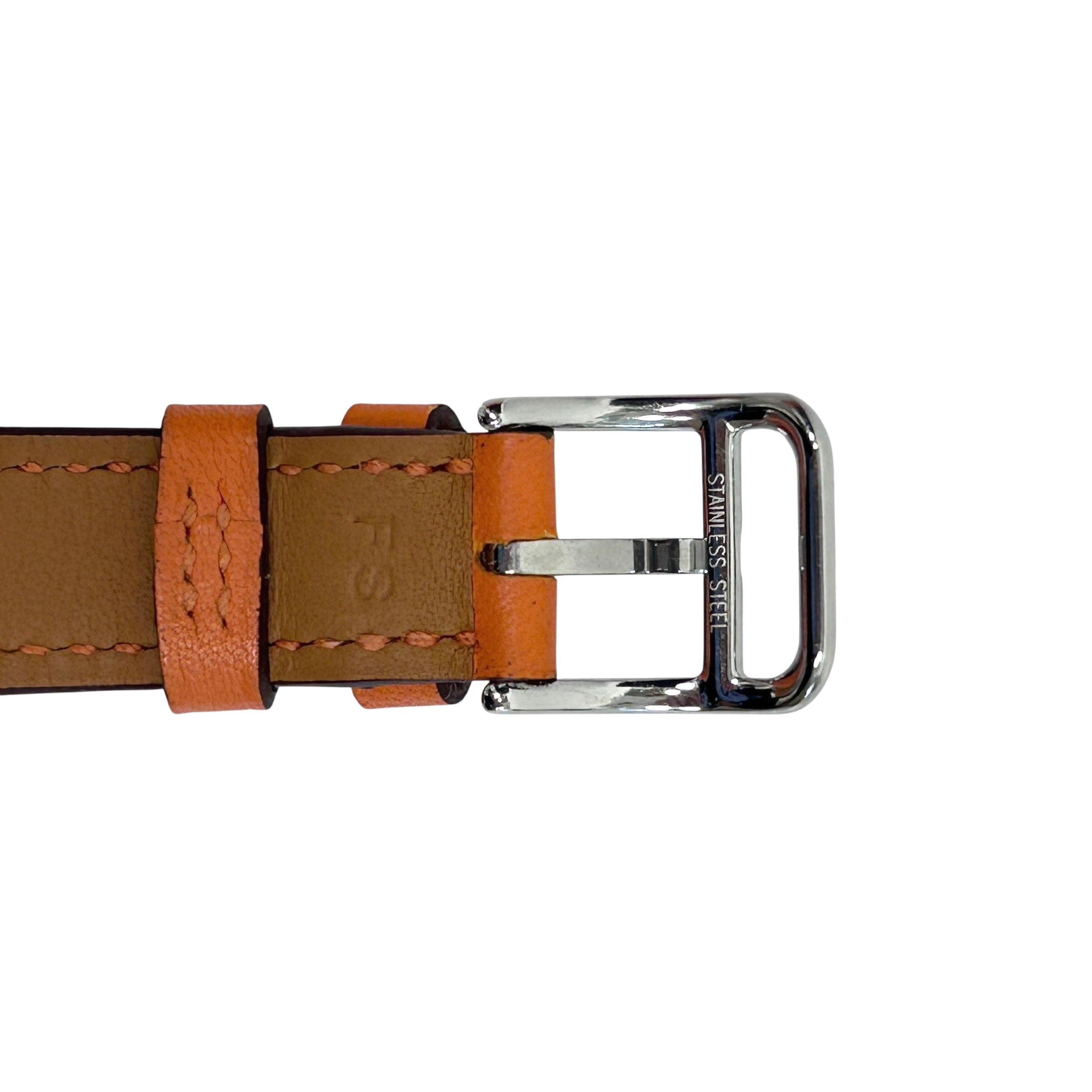 Orange Leather Strap Arceau Stainless Steel Watch
