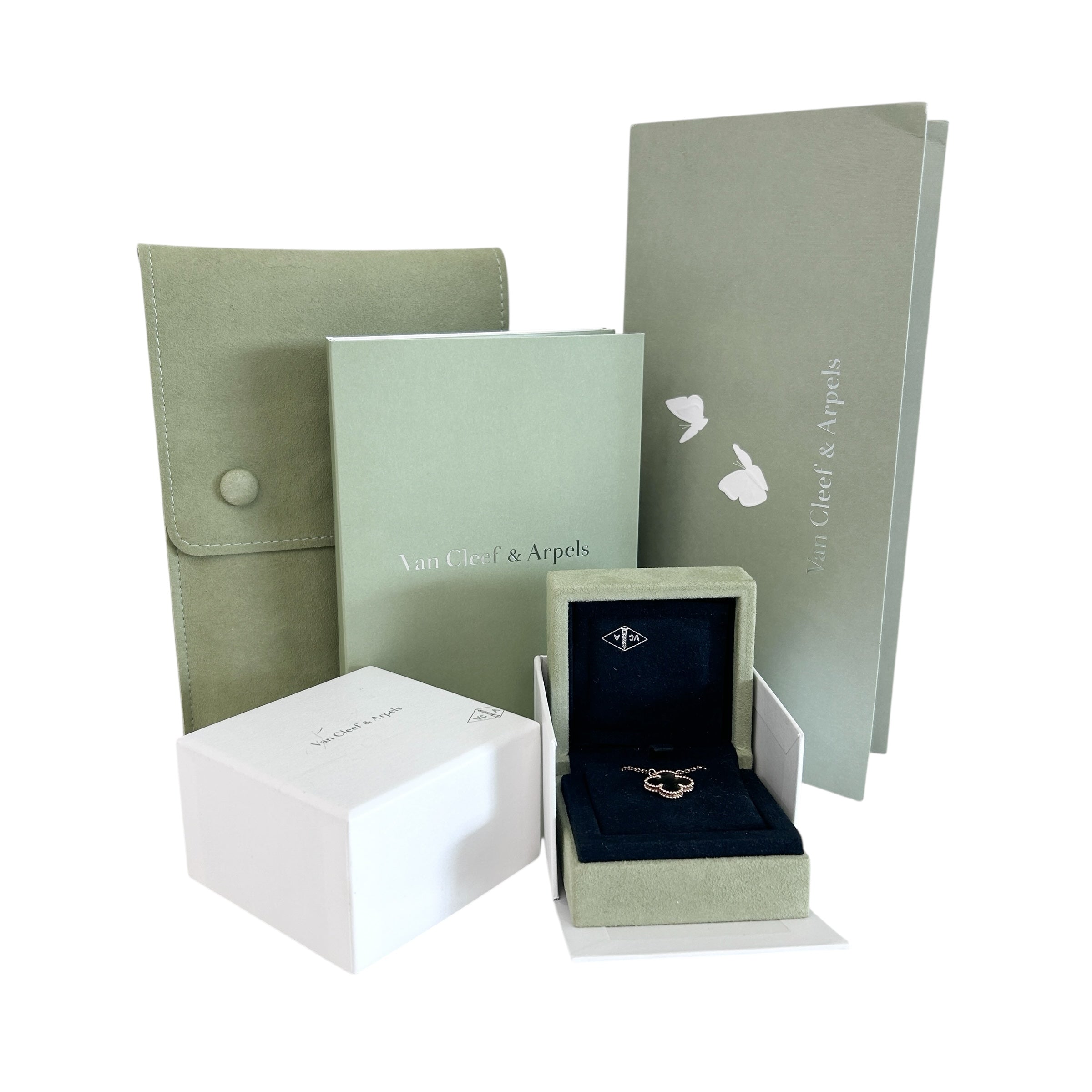 Grey Mother Of Pearl Vintage Alhambra Pendant Necklace w/RGHW