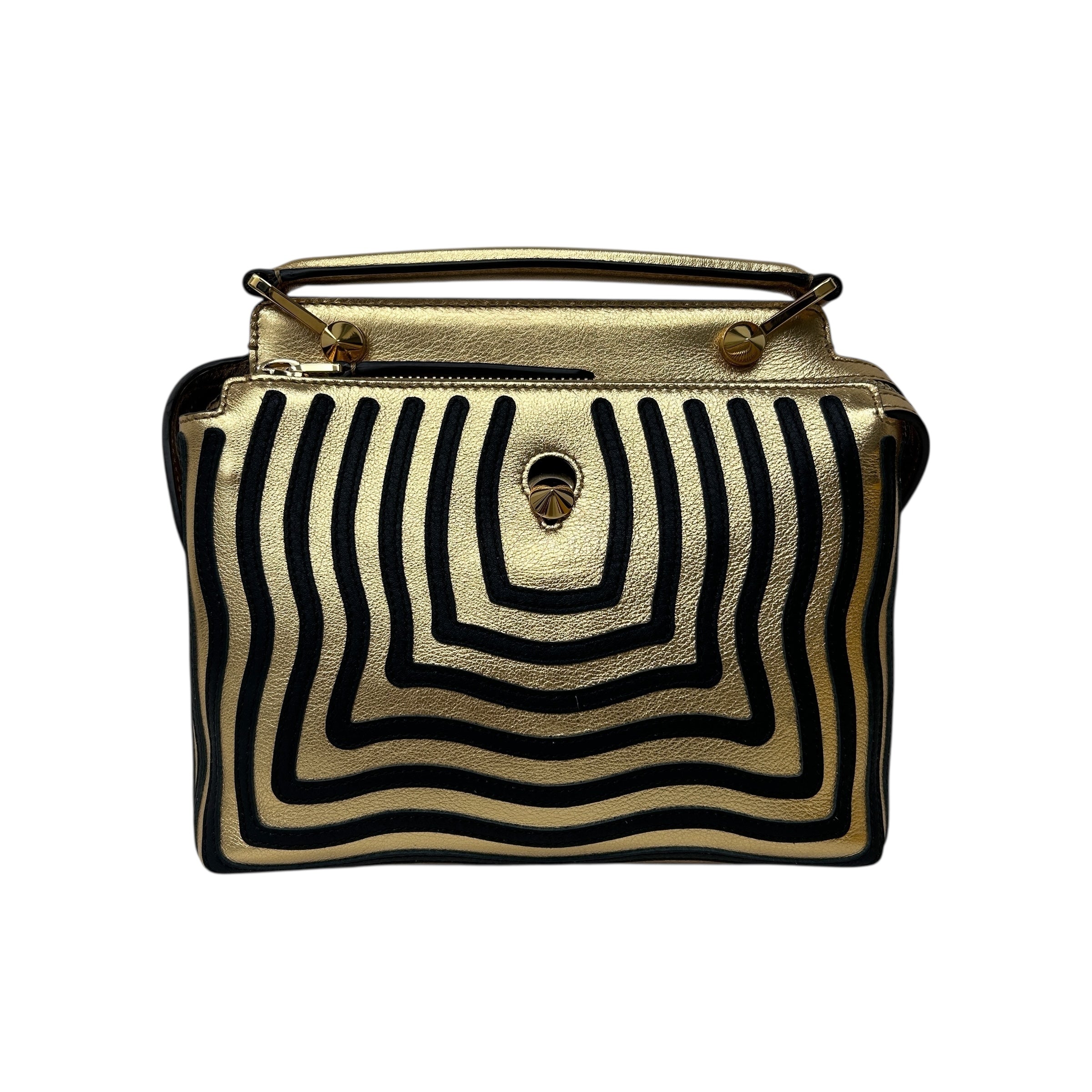 Gold Metallic Leather Hypnotic Dotcom Small Two-way Bag w/GHW