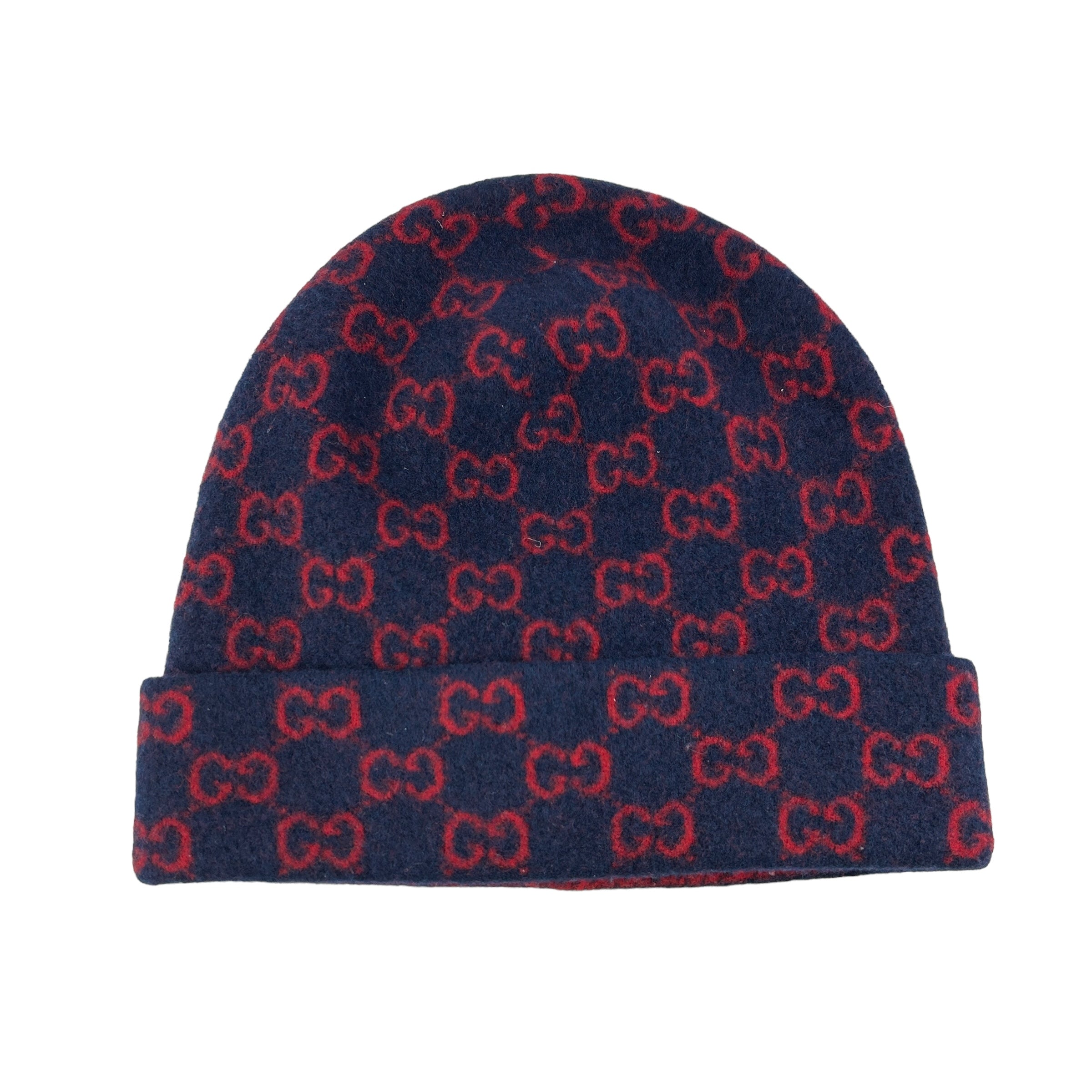 GG Logo Navy/Red Wool Beanie Hat