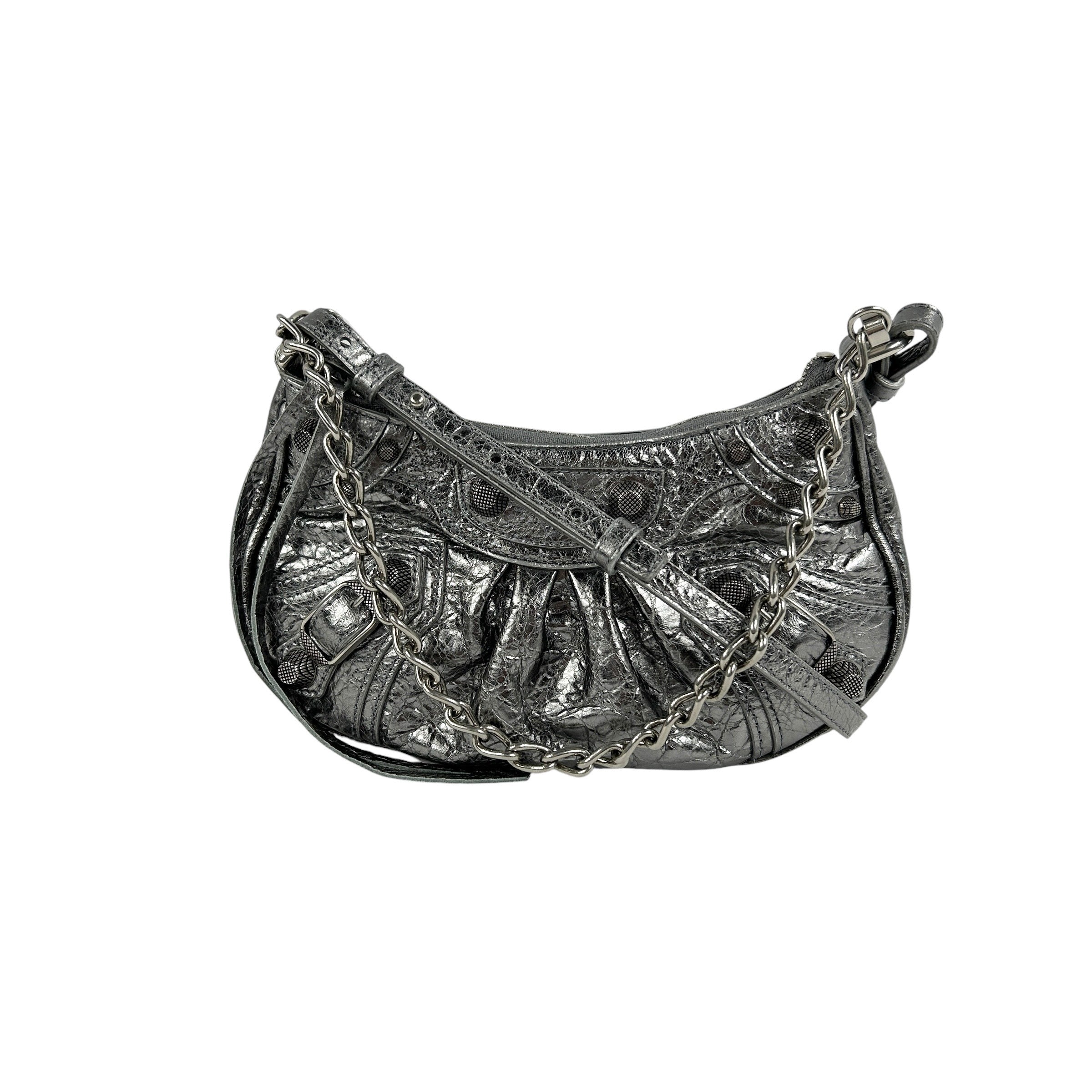 Metallic Silver Le Cagole Mini Tote Bag