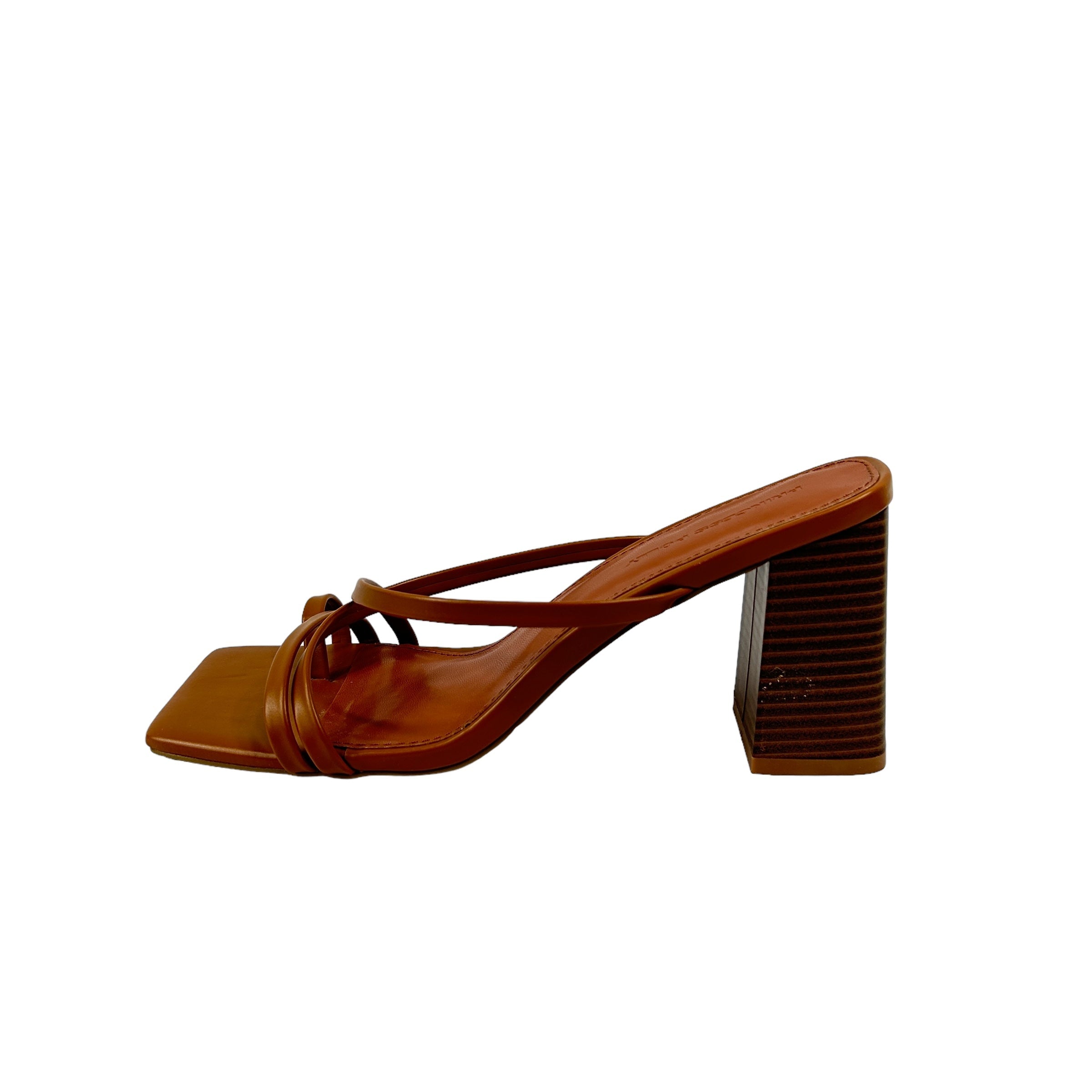 Princess Polly Camel Square Toe Strappy Block Heel Sandals