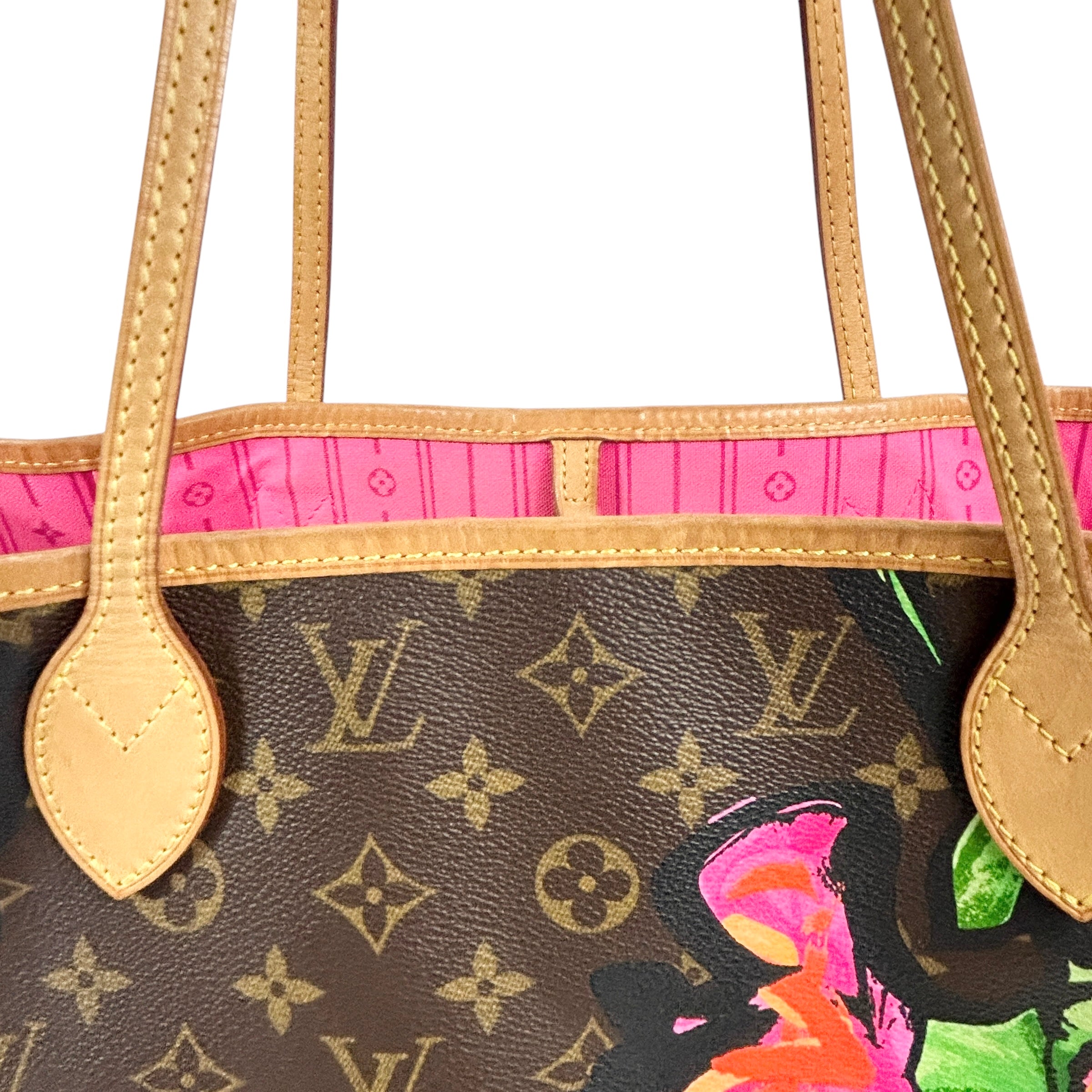 Limited Edition Monogram Coated Canvas Roses Neverfull MM w/GHW