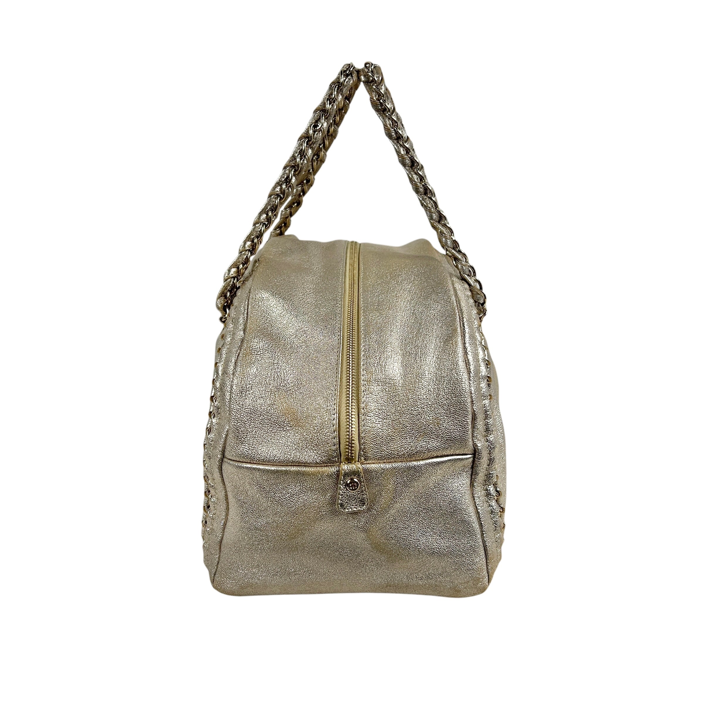 Vintage Metallic Gold Luxe Ligne Bowler Bag w/GHW