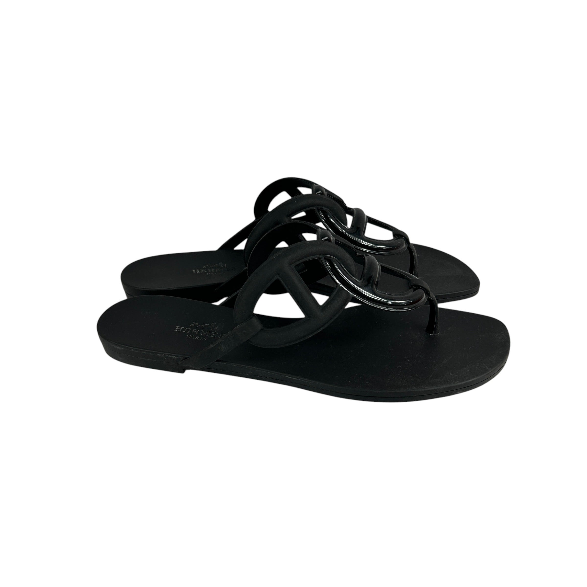 Black Rubber Egerie Sandals