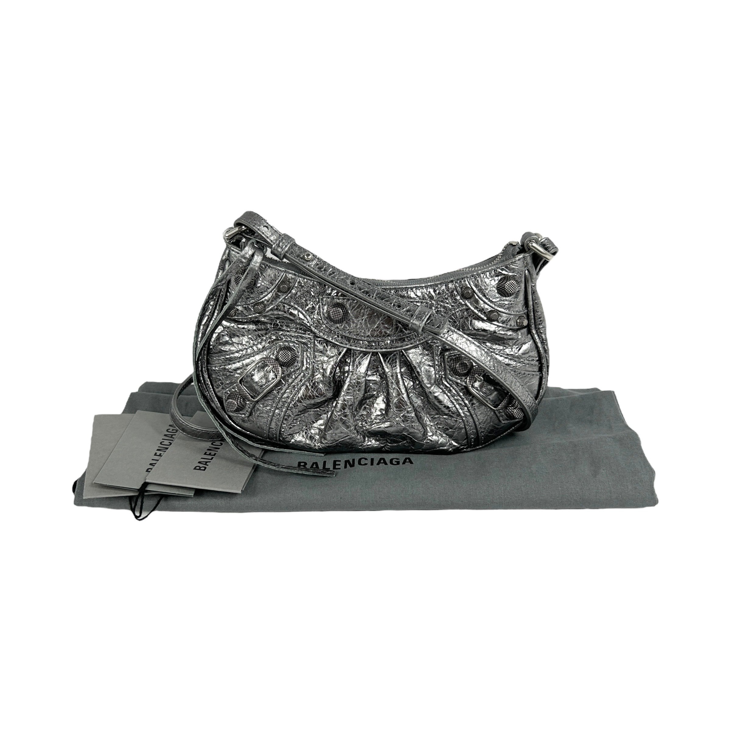 Metallic Silver Le Cagole Mini Tote Bag w/SHW