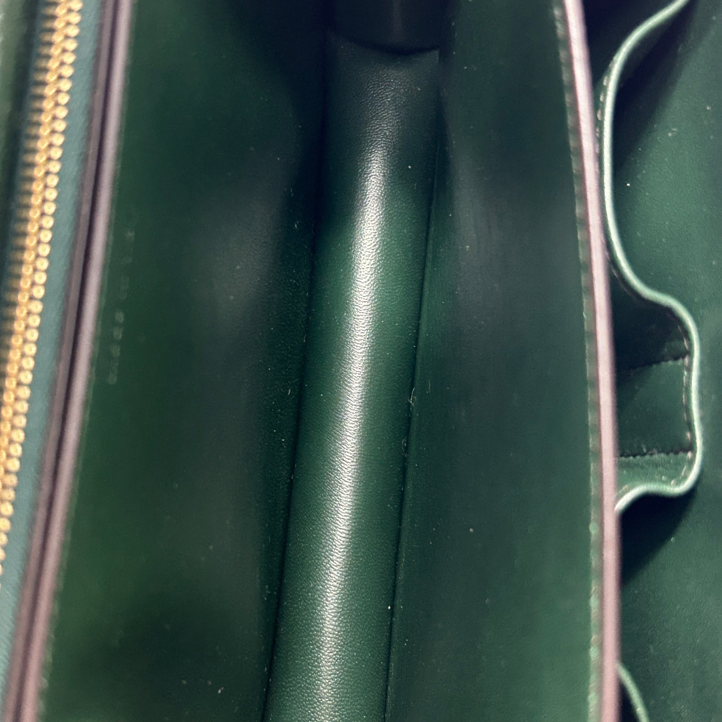 Dark Green Medium Classic Calf Box Bag w/AGHW