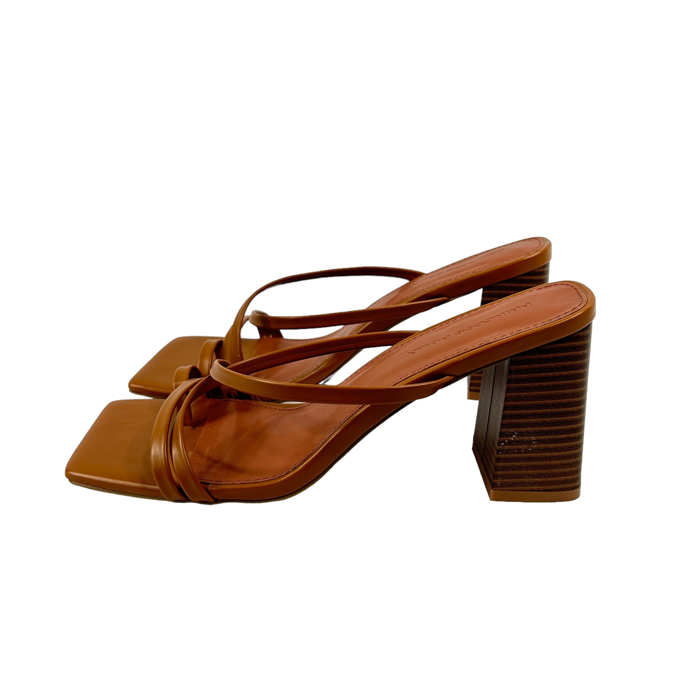 Princess Polly Camel Square Toe Strappy Block Heel Sandals