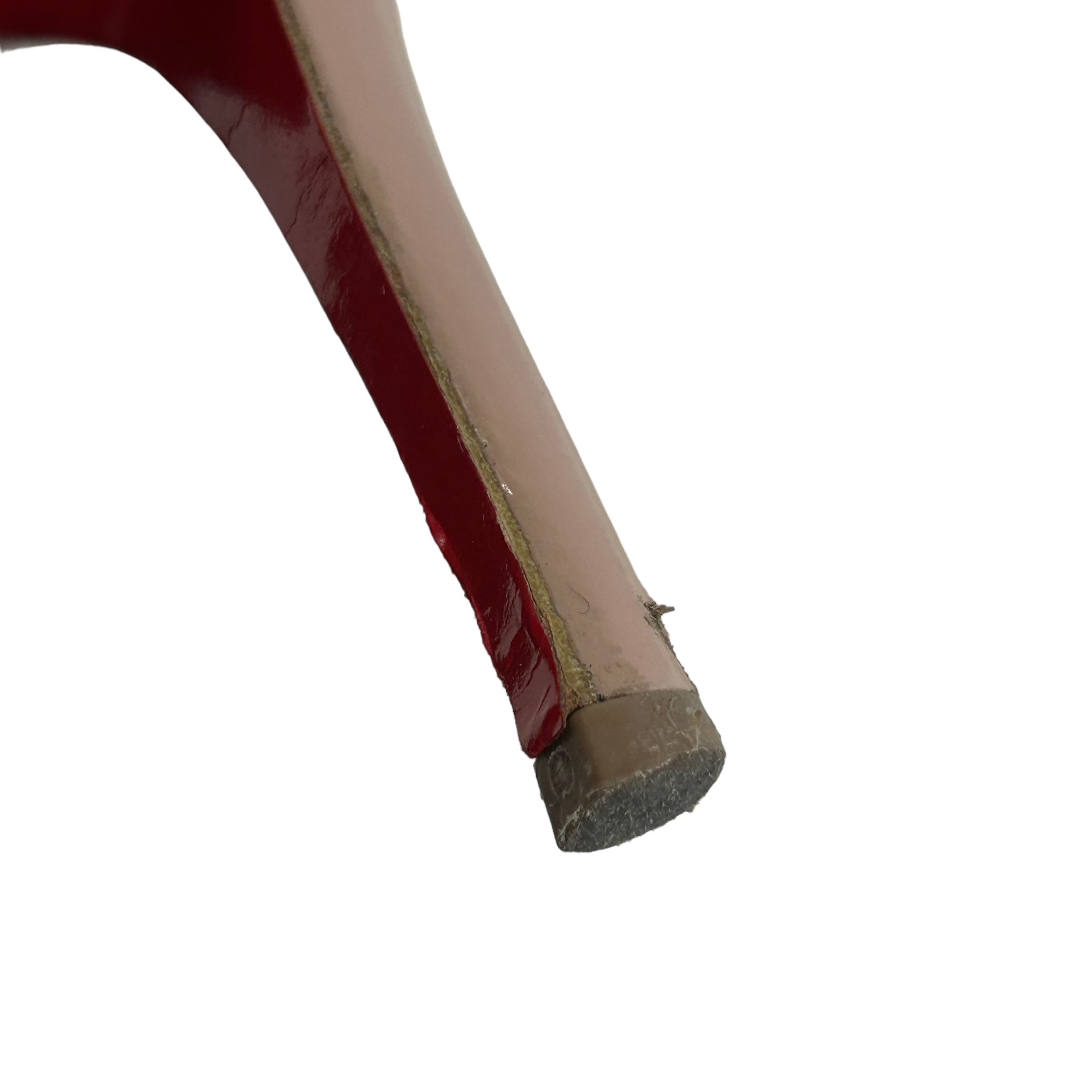 Nude Patent Leather Rounded Toe Half Pumps