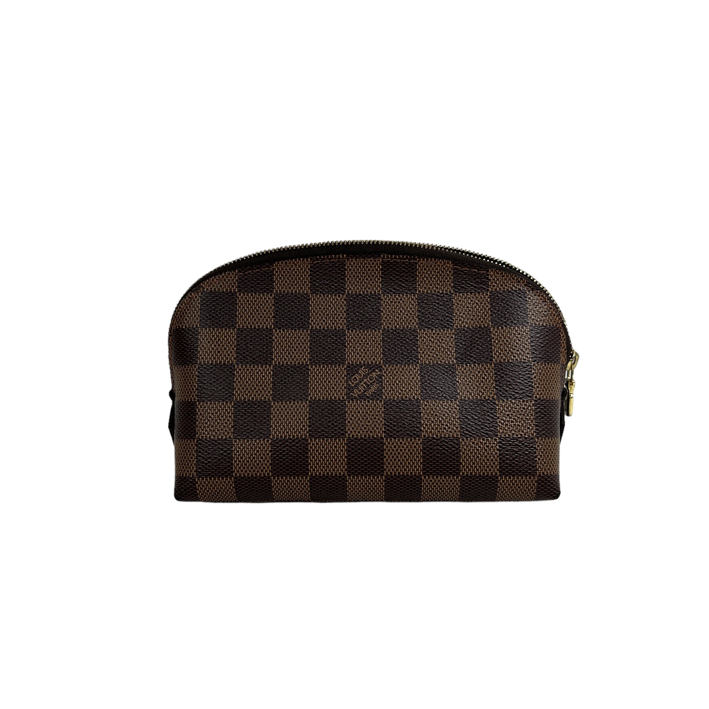 Damier Ebene Coated Canvas Cosmetic Pouch w/GHW