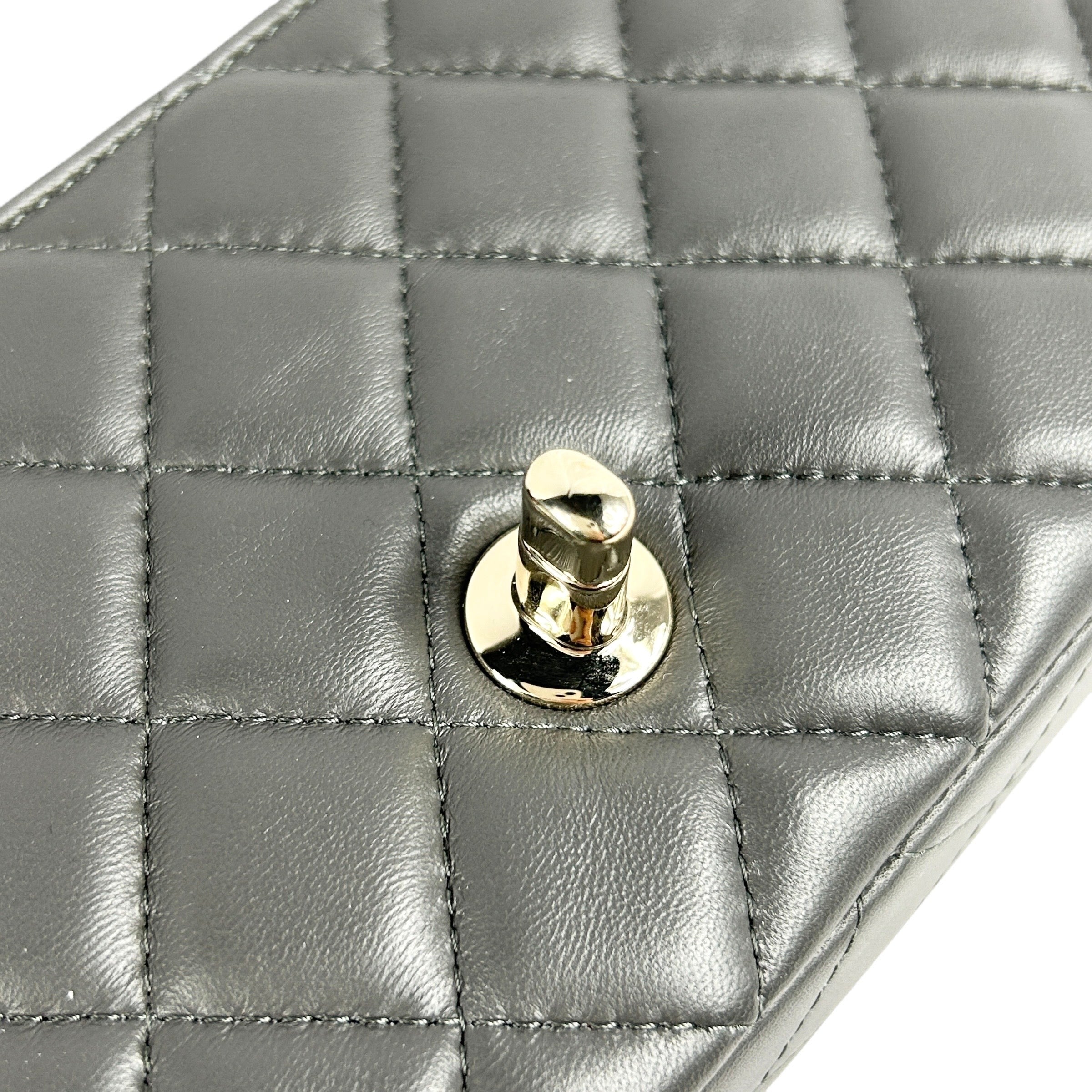 Grey Lambskin Mini Rectangular w/ LGHW