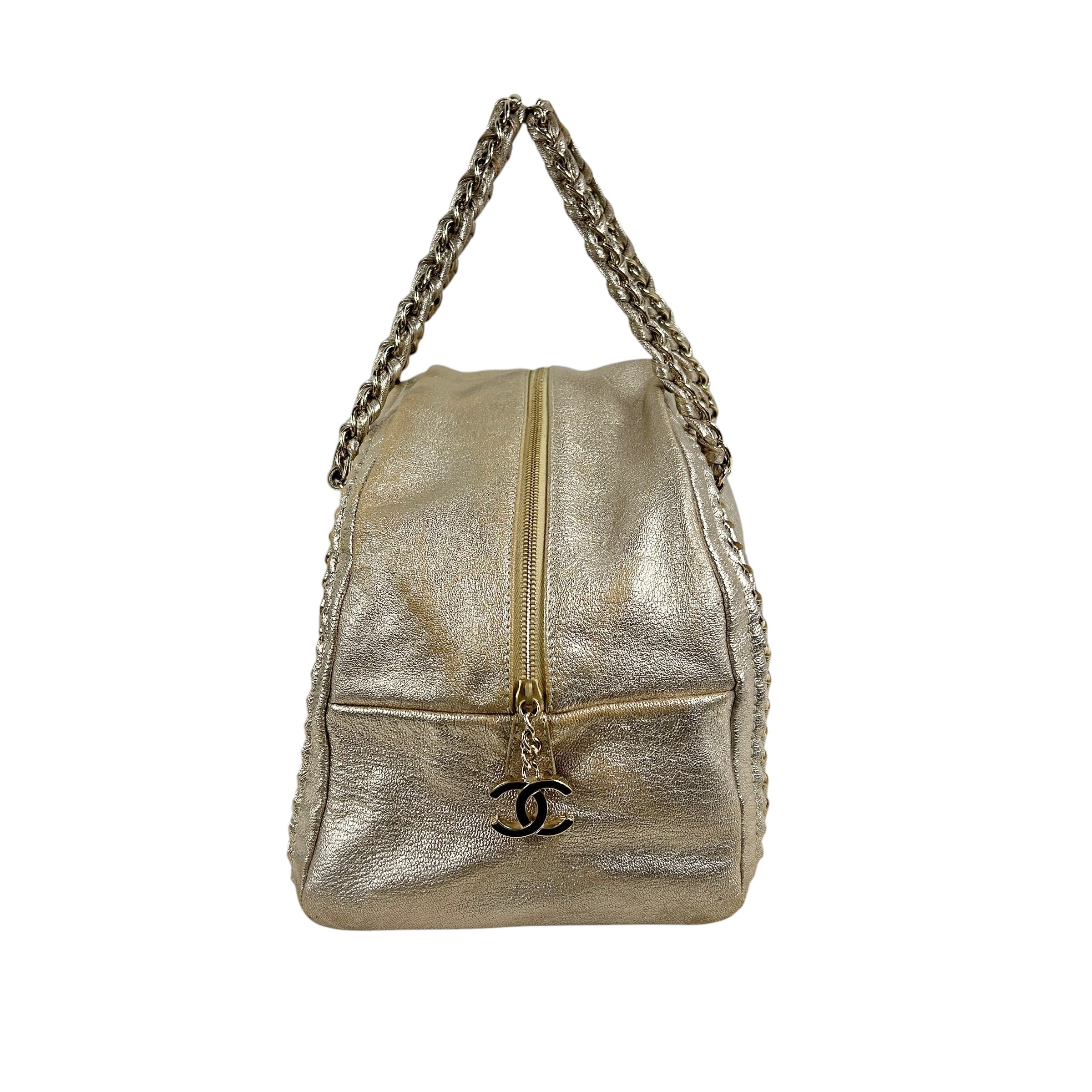 Vintage Metallic Gold Luxe Ligne Bowler Bag w/GHW