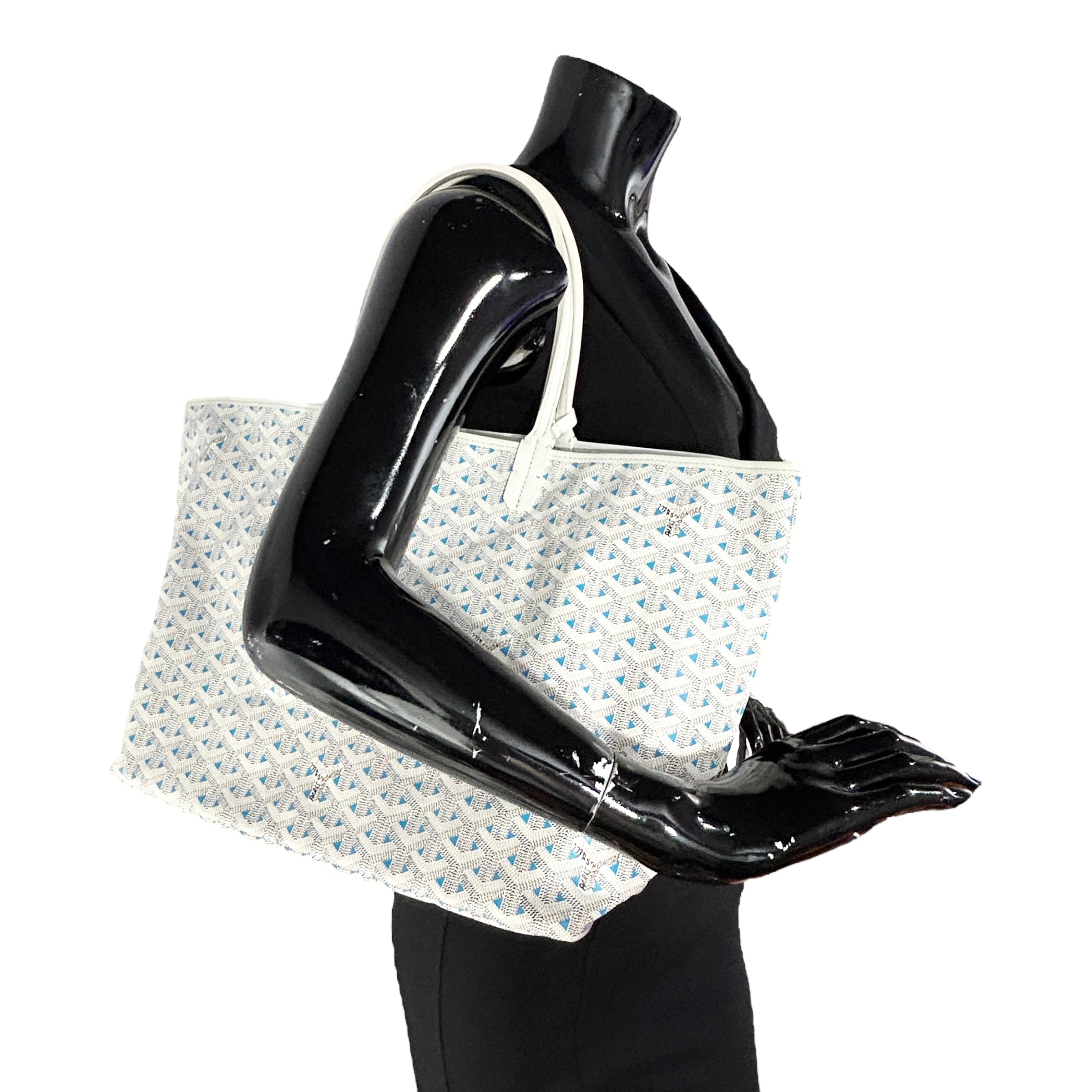 Limited Edition Blue and White Goyardine Canvas and Calfskin Saint Louis Claire-Voie PM Tote