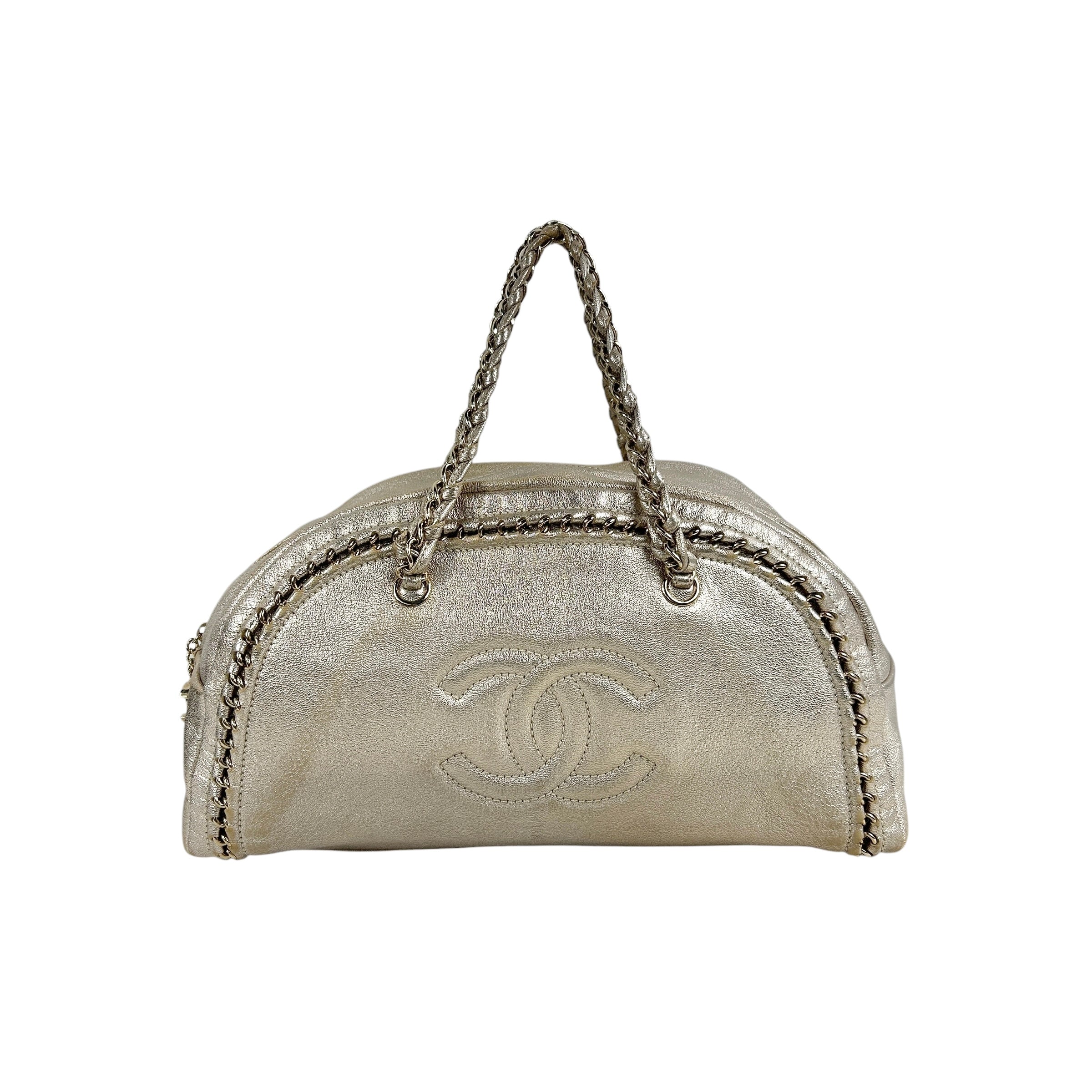 Vintage Metallic Gold Luxe Ligne Bowler Bag w/GHW