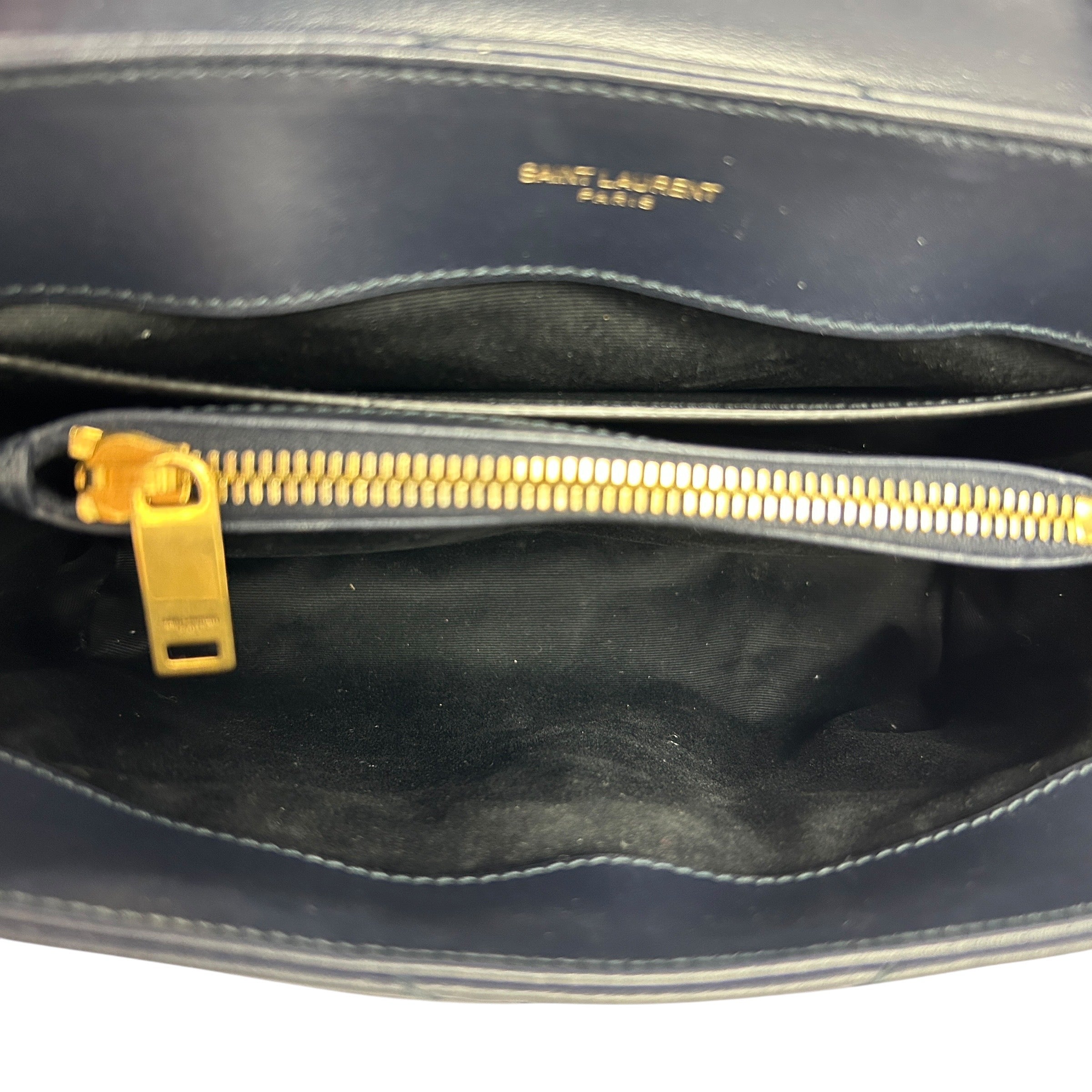 Navy Small Leather Loulou Shoulder Bag w/GHW