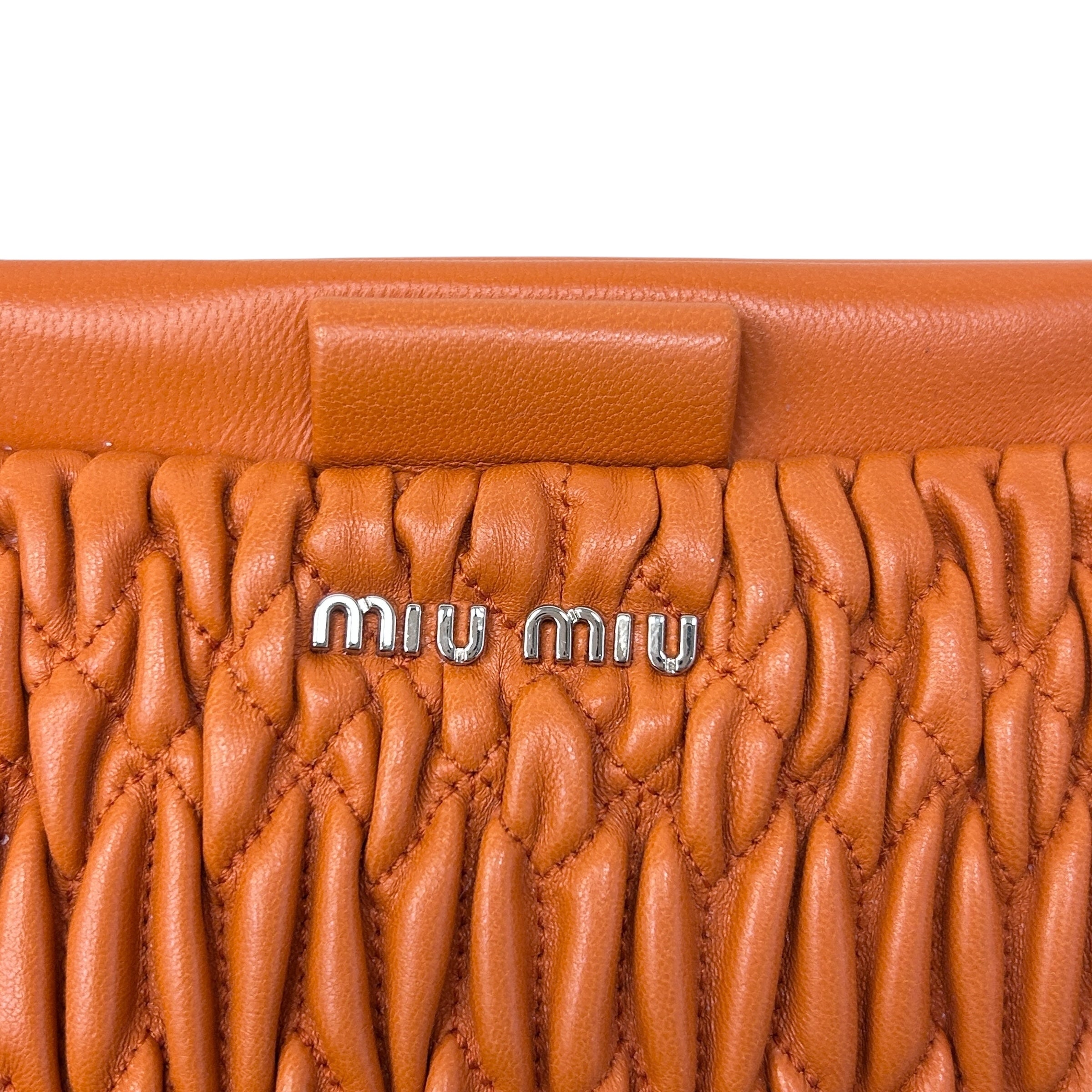 Orange Matelasse Nappa Leather Mini Frame Bag w/SHW