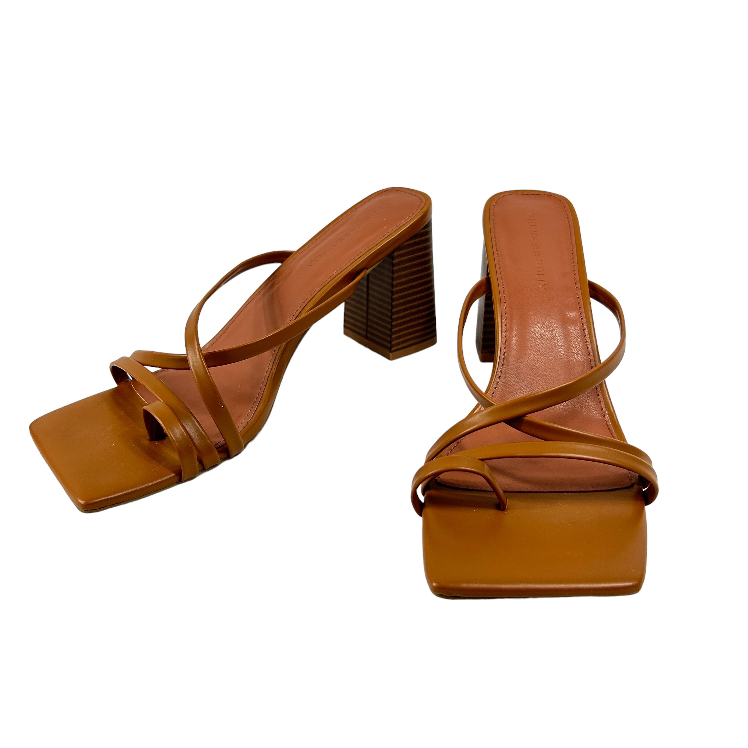 Princess Polly Camel Square Toe Strappy Block Heel Sandals