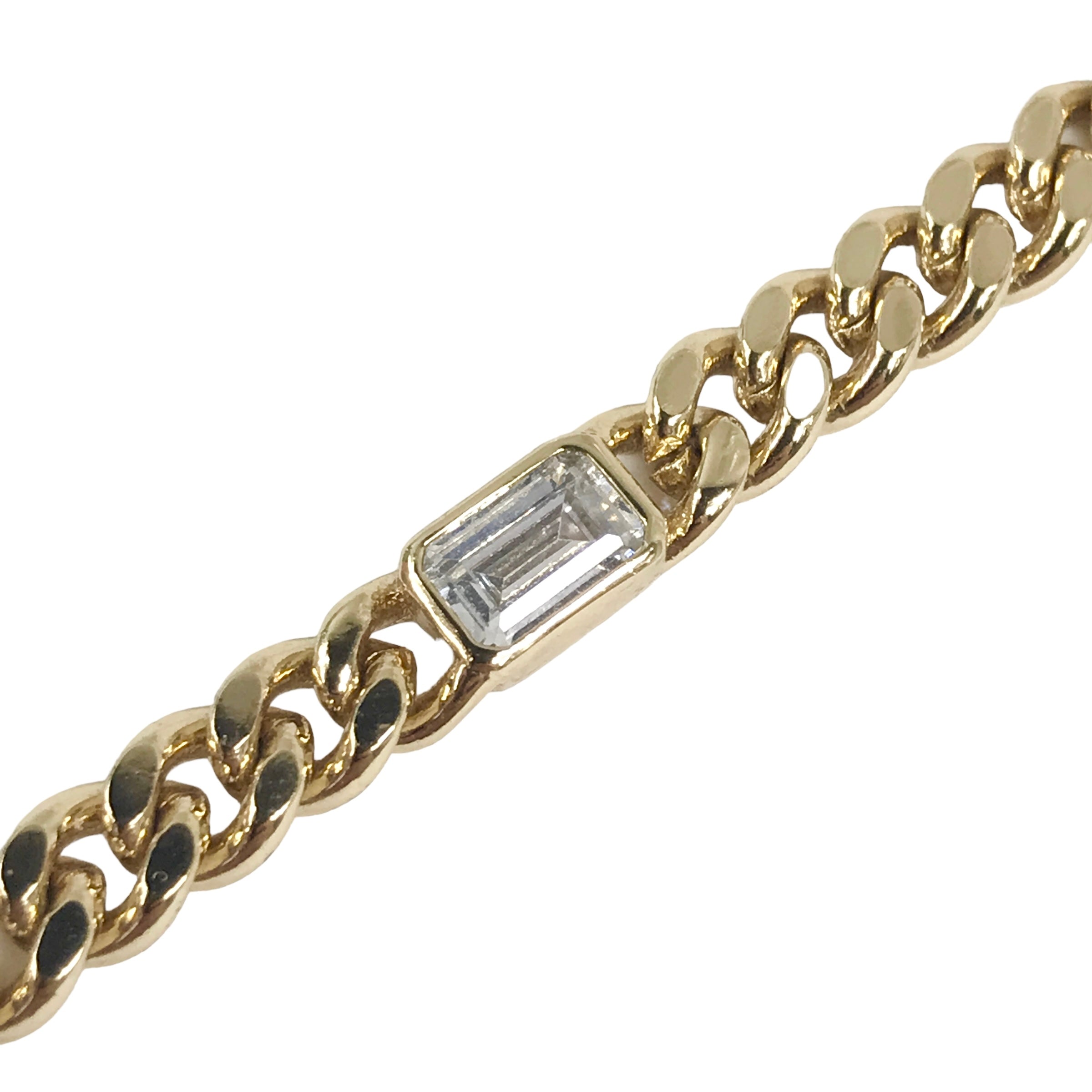 ANA LUISA Gold Plated Silver Emerald Cut Clear Crystal Chain Bracelet