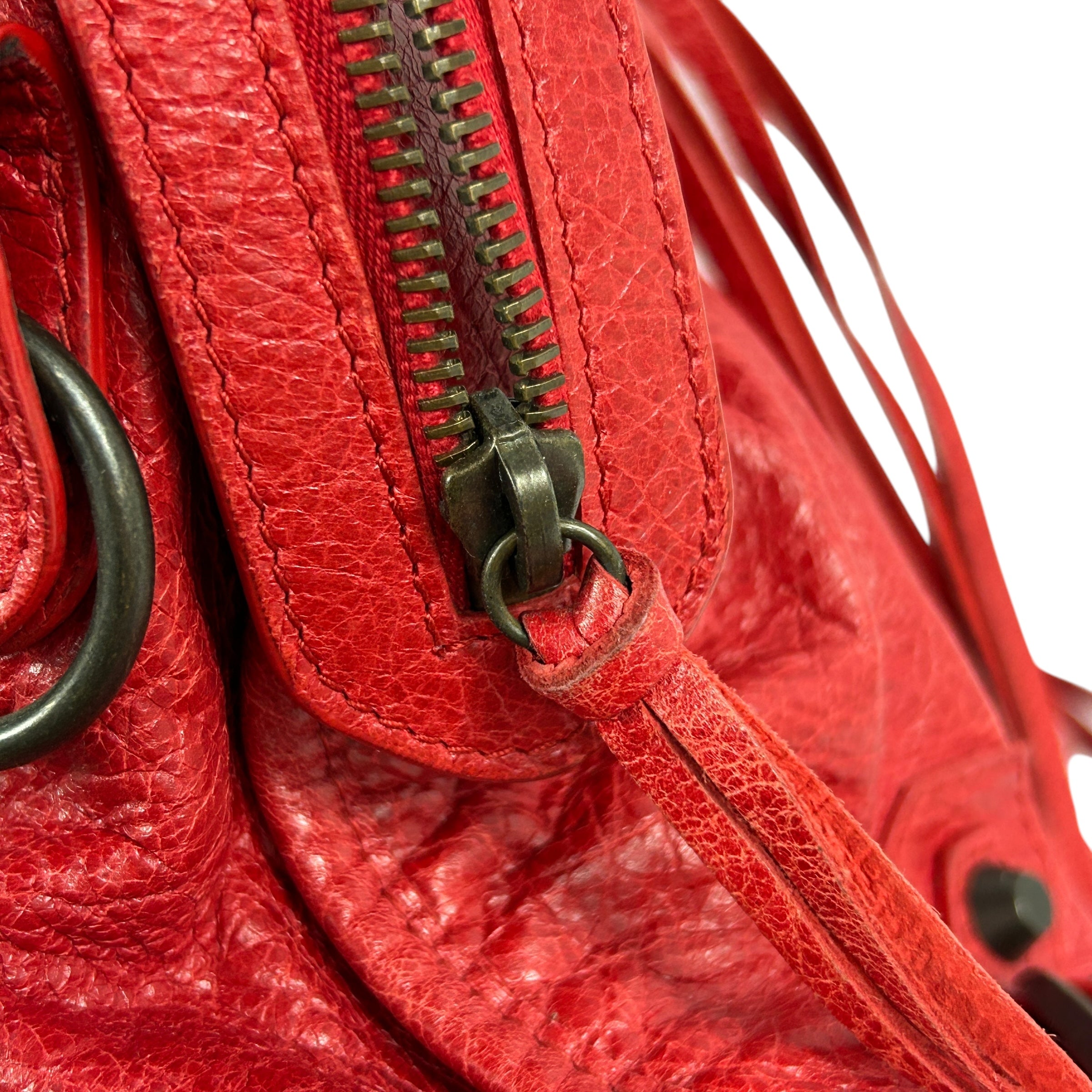 Red Lambskin Leather Motorcycle City Bag w/ABHW