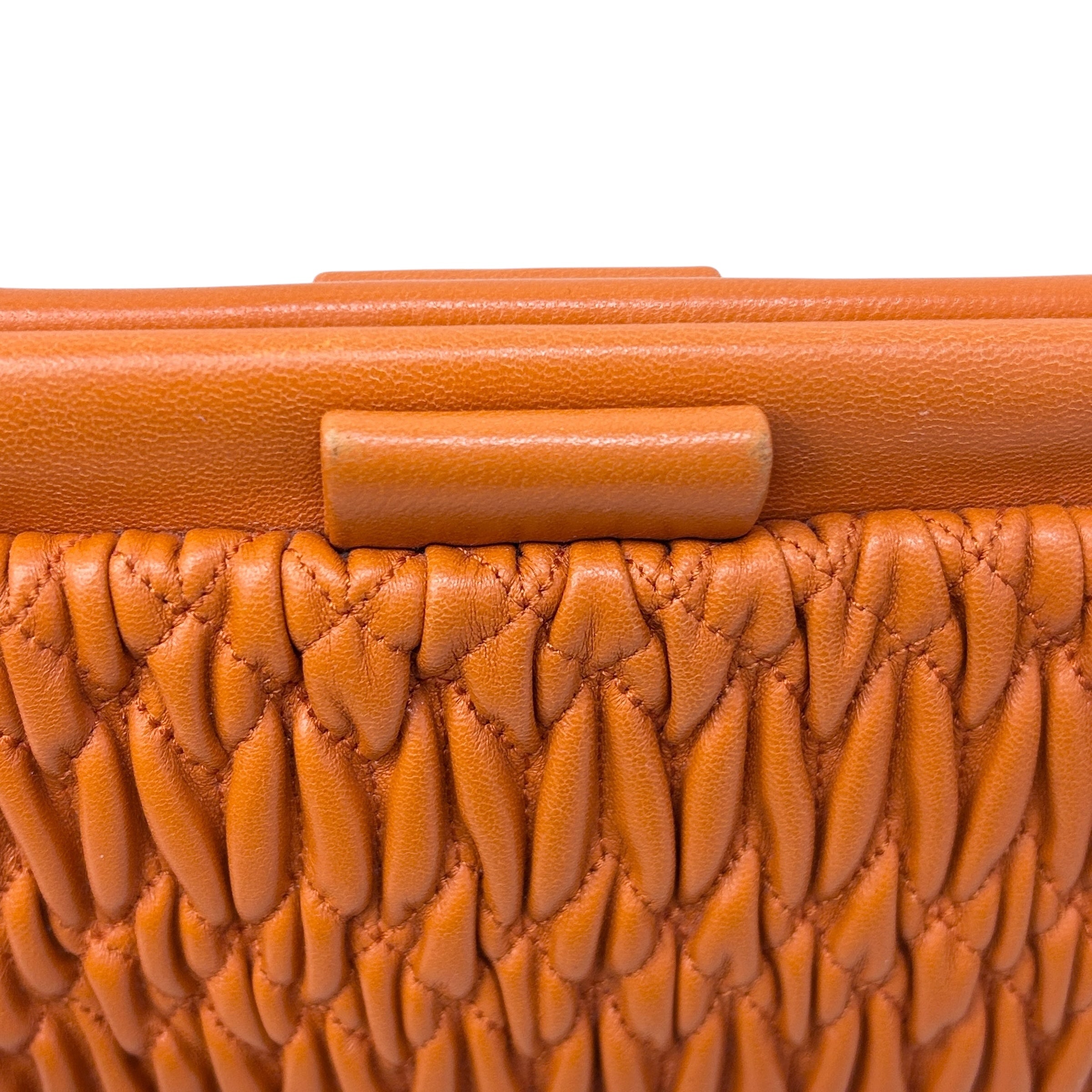 Orange Matelasse Nappa Leather Mini Frame Bag w/SHW