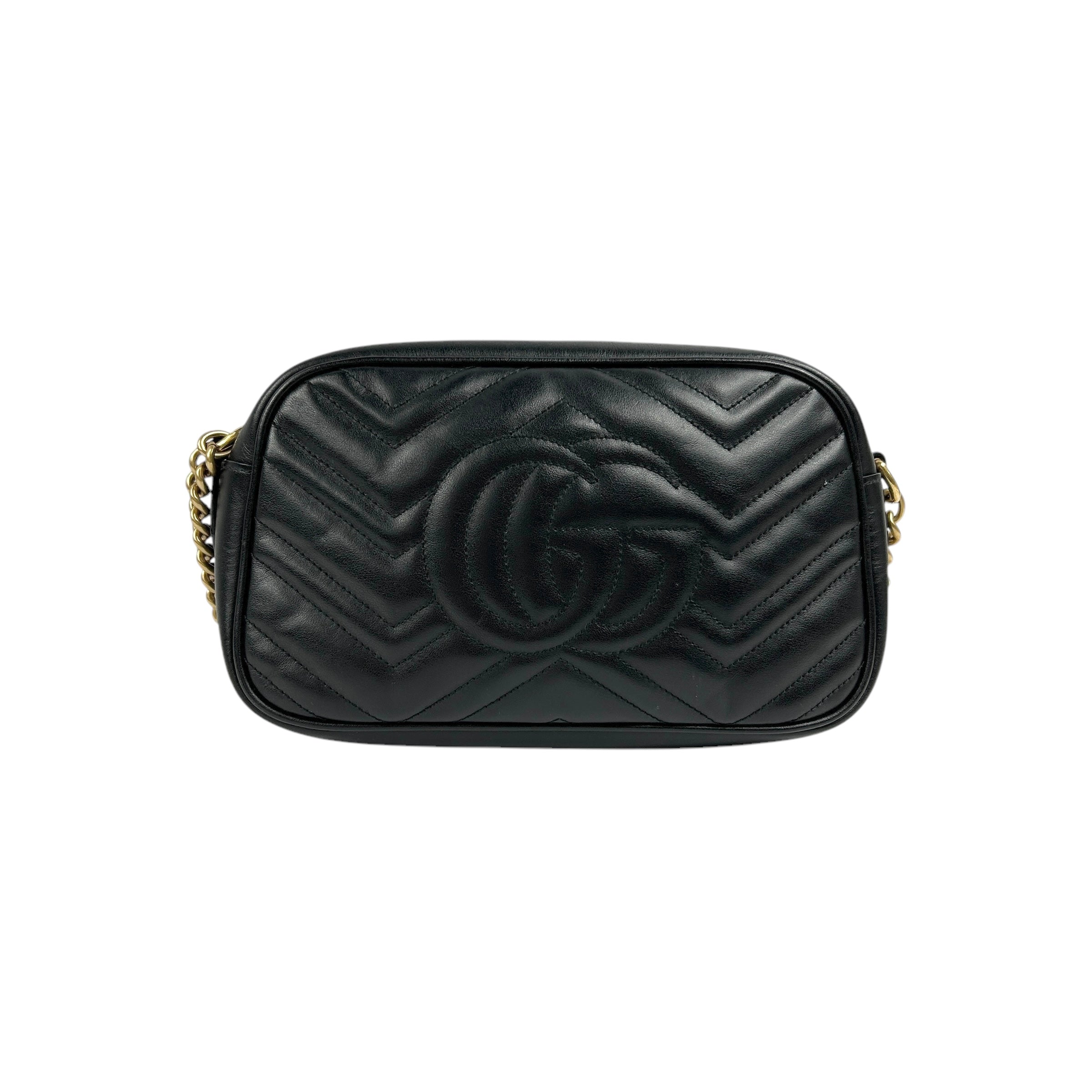 Black Quilted Leather Marmont Small Camera Bag