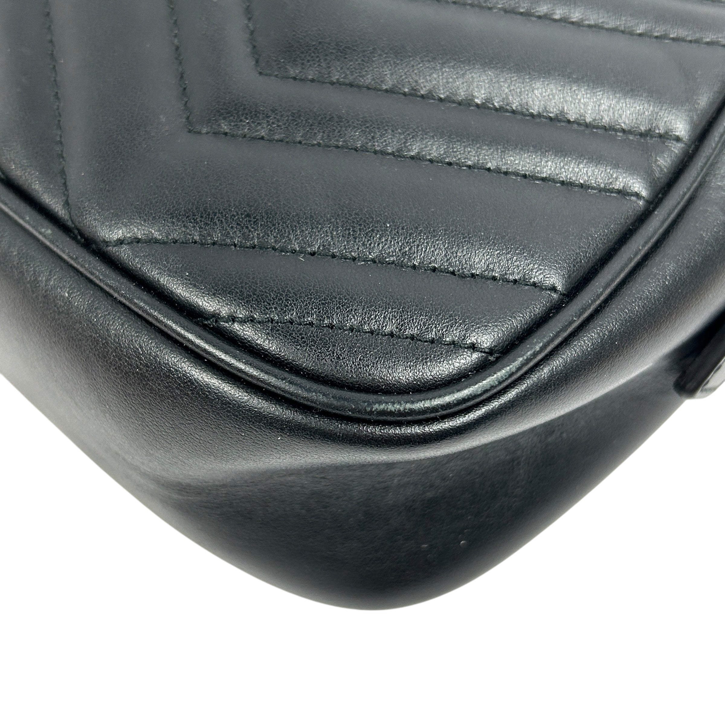 Black Quilted Leather Marmont Small Camera Bag