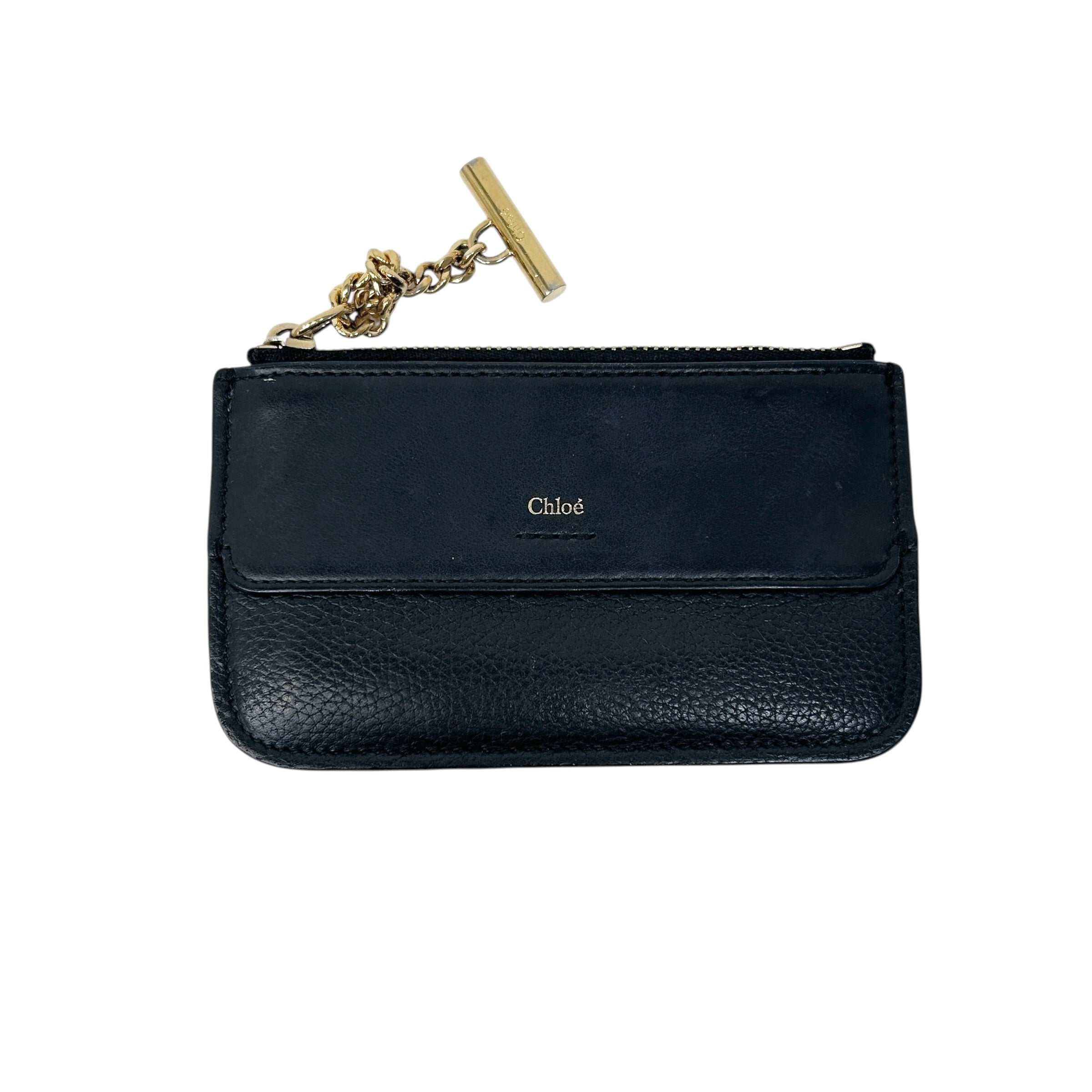 Black Leather Zip Card Holder Wallet