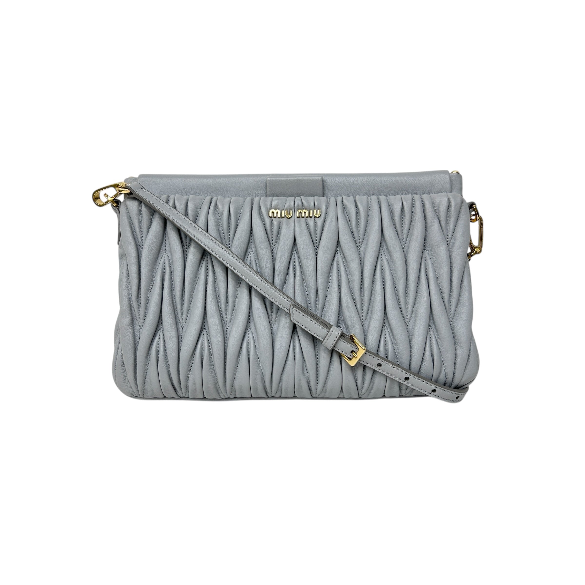 Grey Matelasse Nappa Leather Frame Bag w/GHW