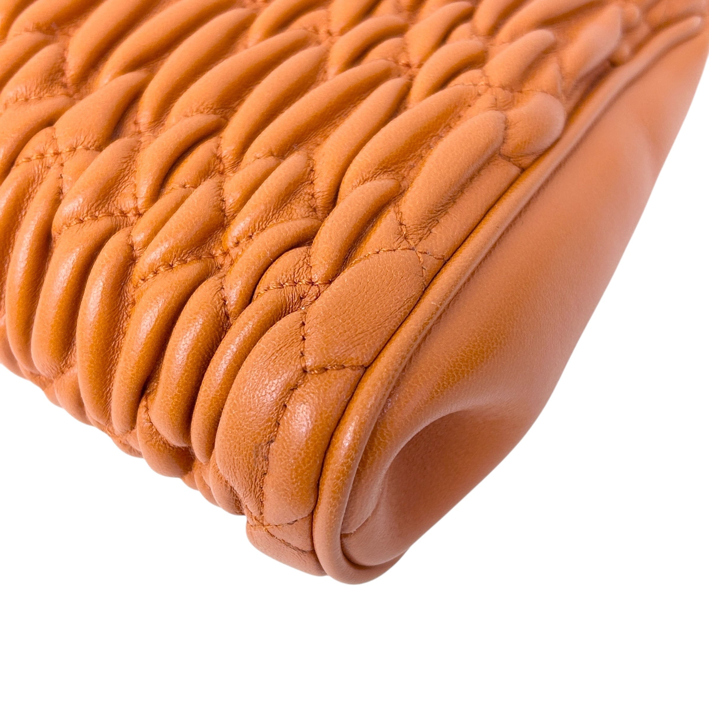 Orange Matelasse Nappa Leather Mini Frame Bag w/SHW