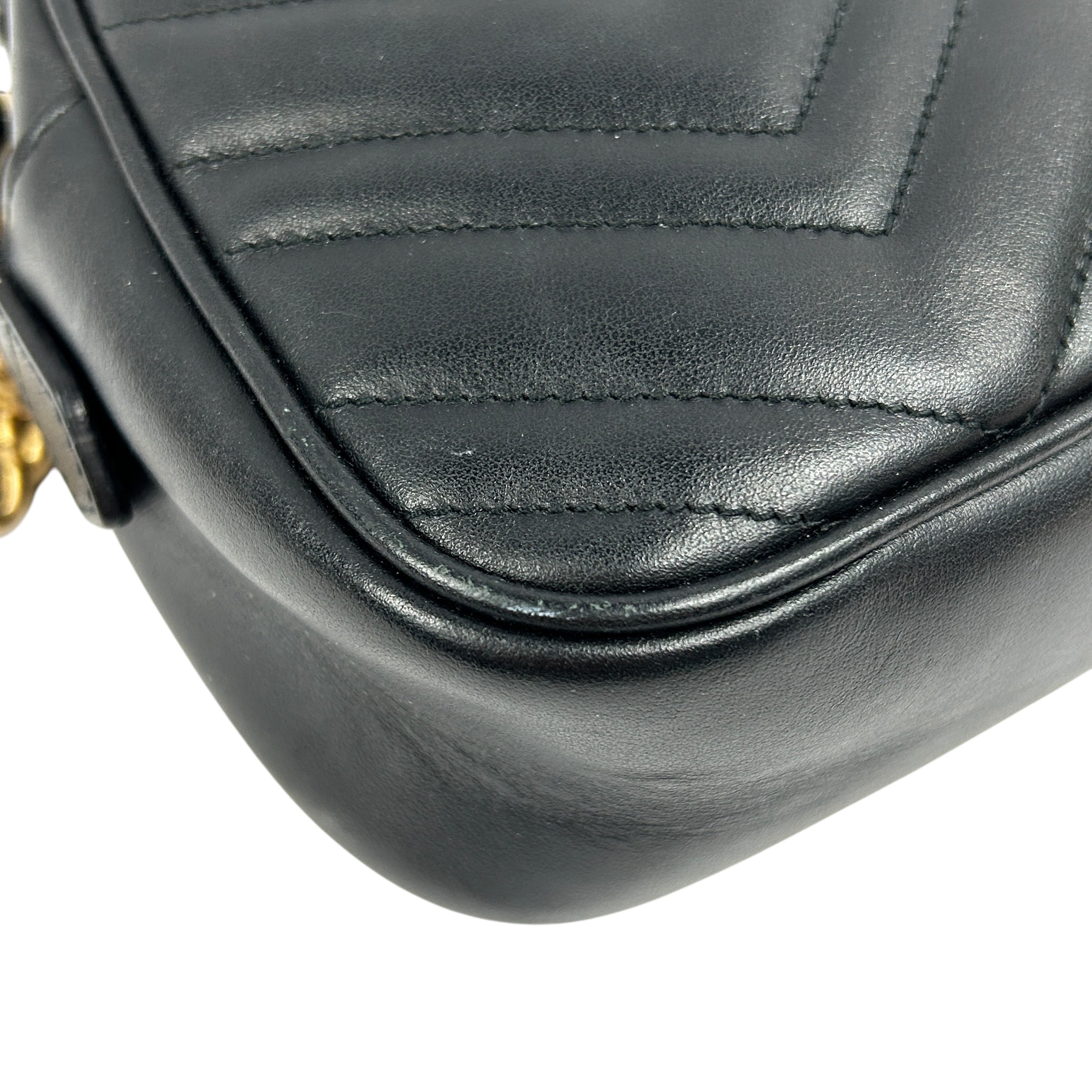 Black Quilted Leather Marmont Small Camera Bag