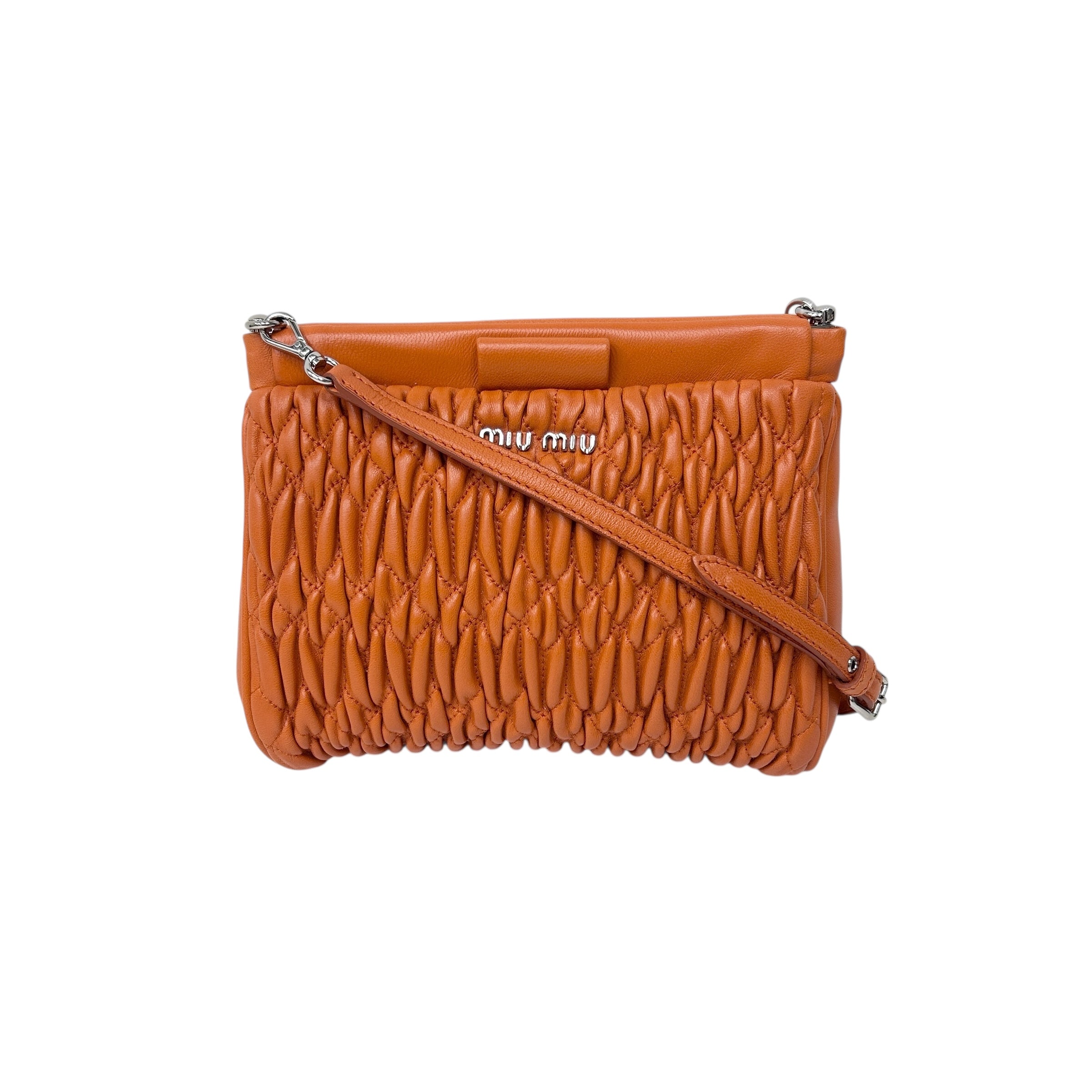 Orange Matelasse Nappa Leather Mini Frame Bag w/SHW