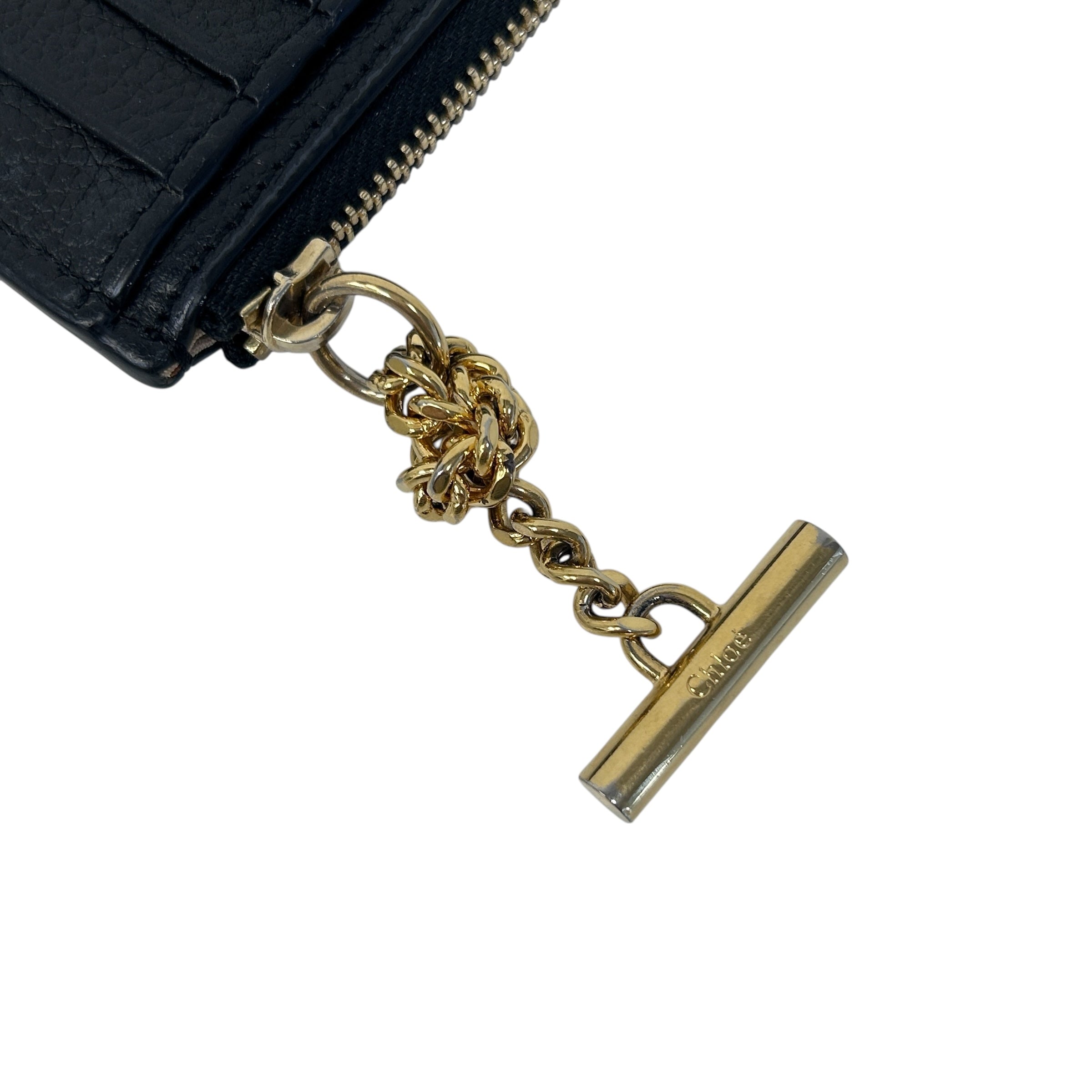 Black Leather Zip Card Holder Wallet