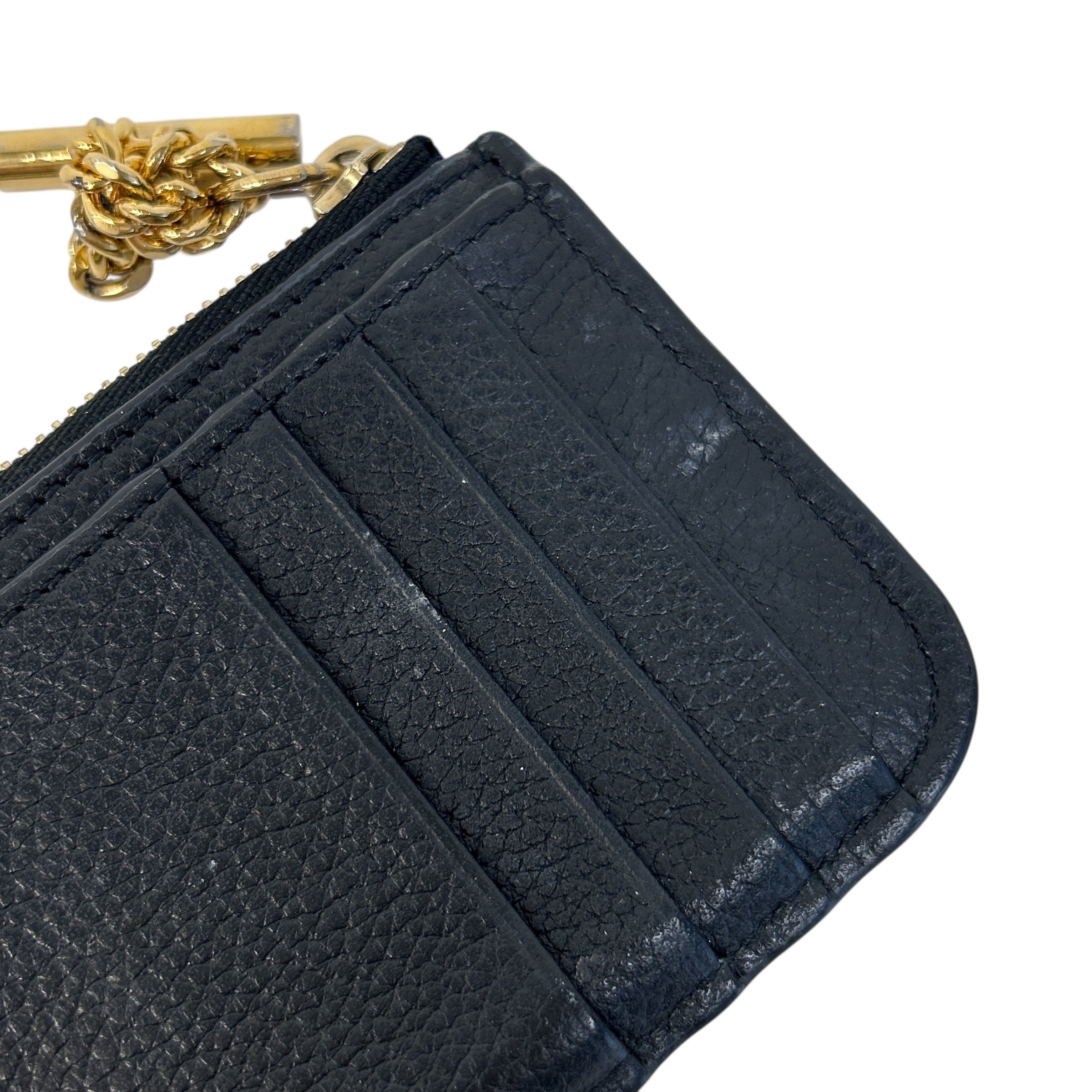 Black Leather Zip Card Holder Wallet