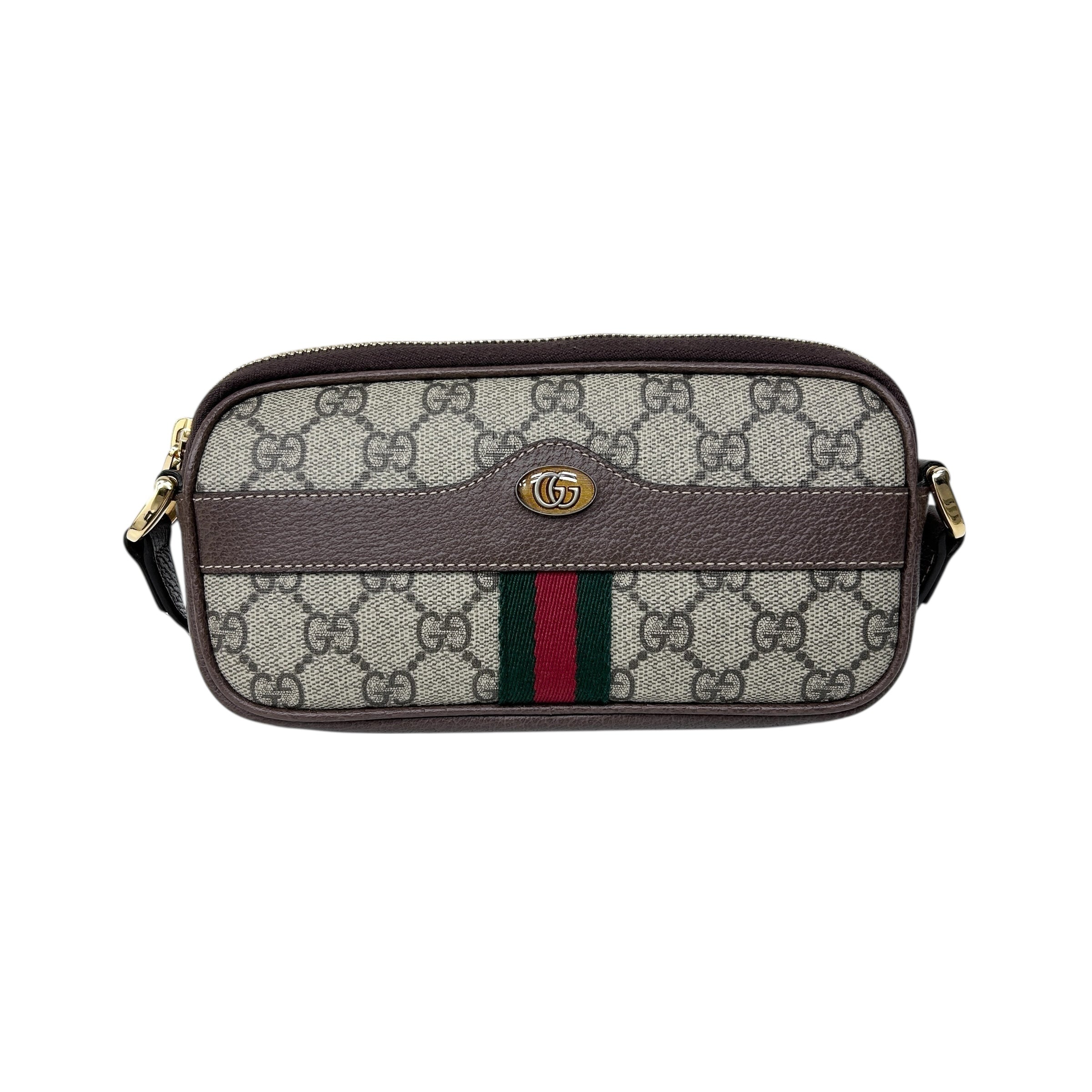 Beige/Ebony Supreme GG Coated Canvas Vintage Web Ophidia Mini Crossbody Bag w/GHW