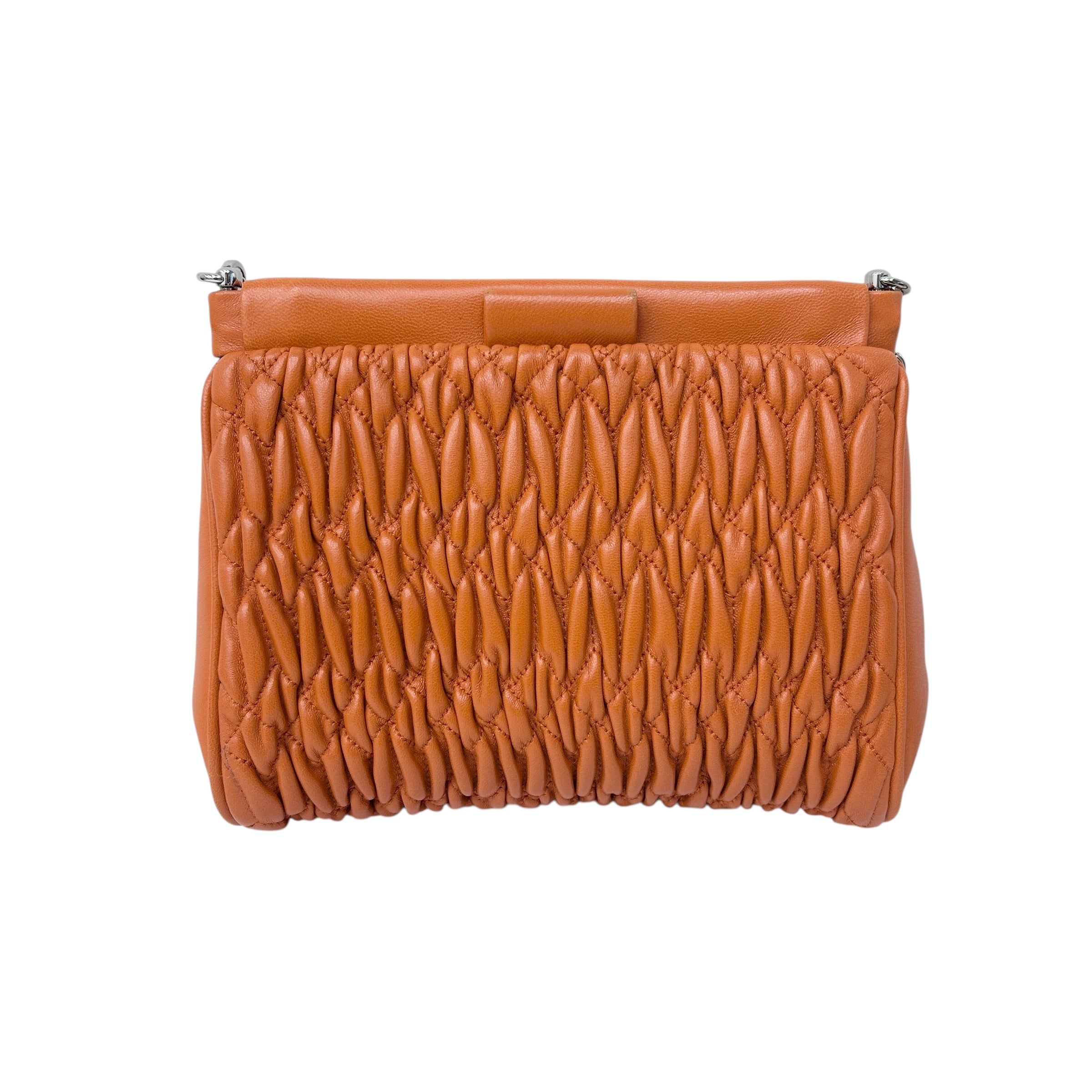 Orange Matelasse Nappa Leather Mini Frame Bag w/SHW