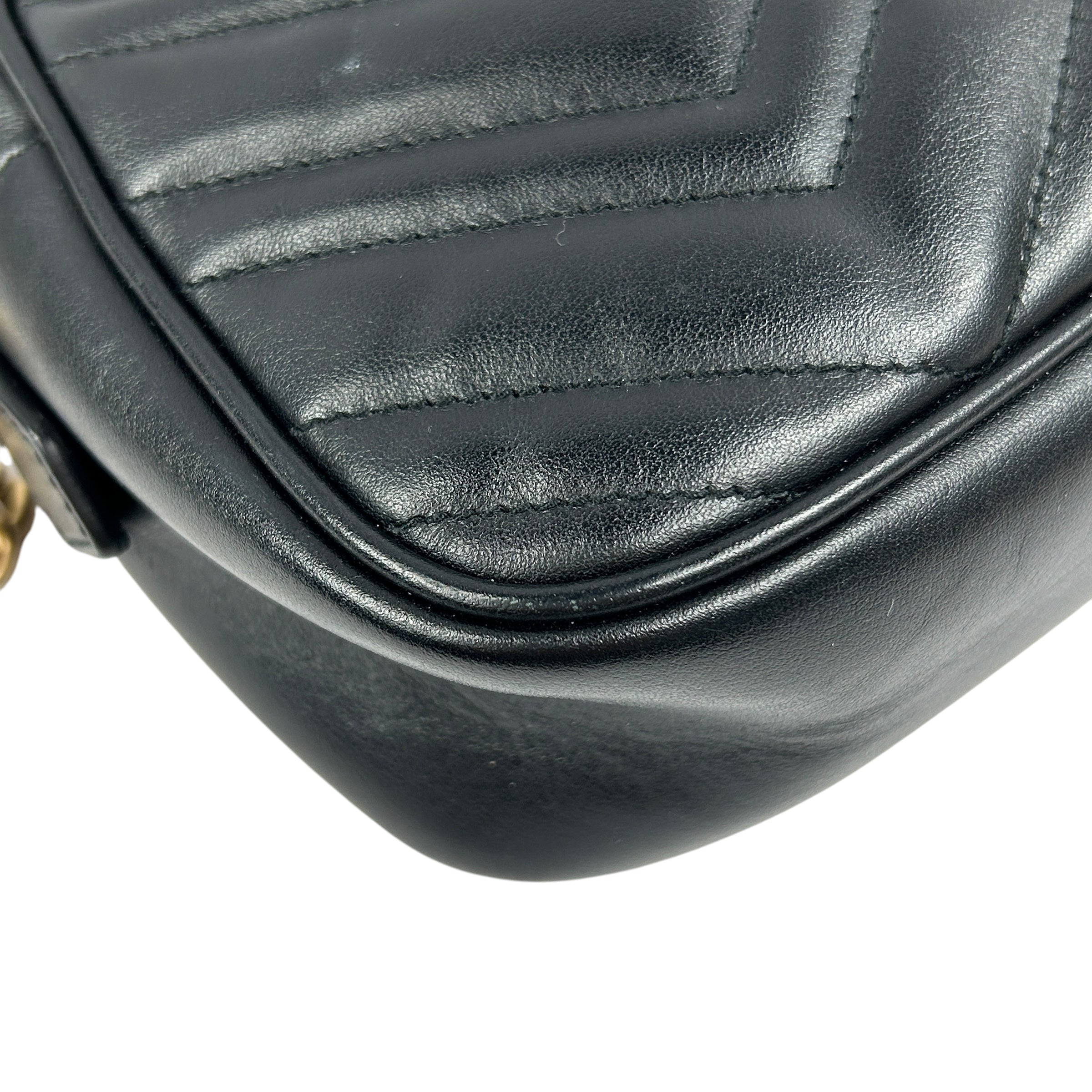 Black Quilted Leather Marmont Small Camera Bag