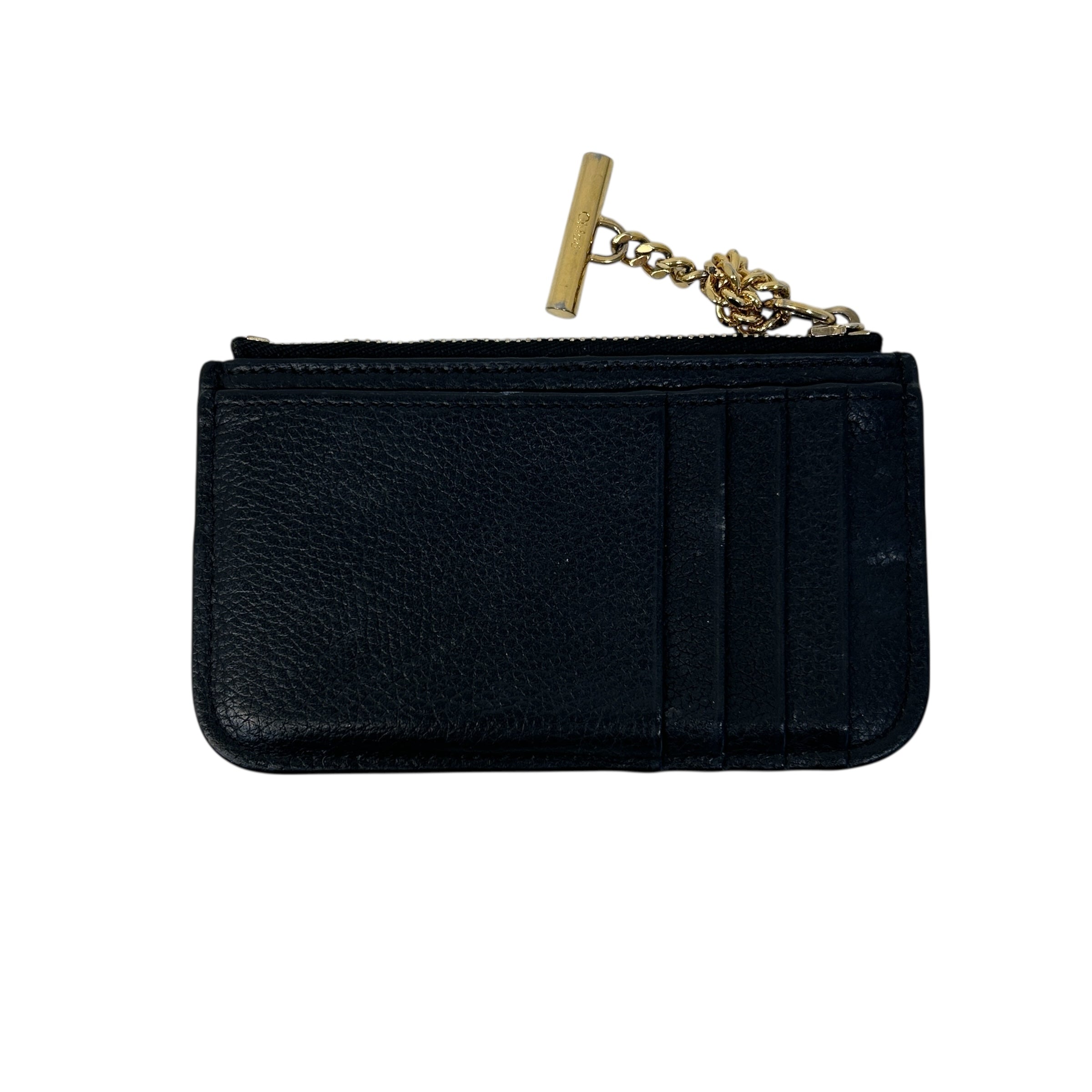 Black Leather Zip Card Holder Wallet