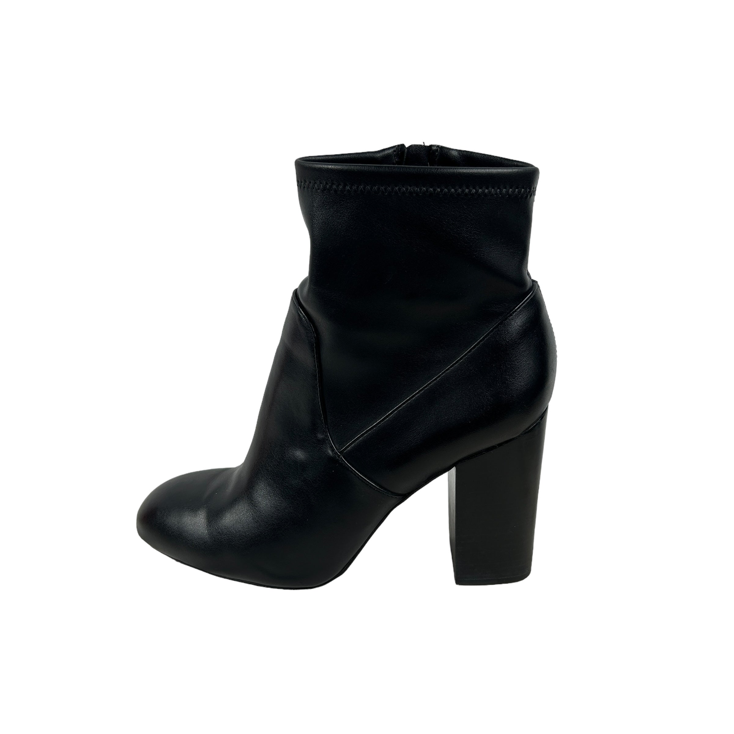 Black Leather Ankle Heeled Boots