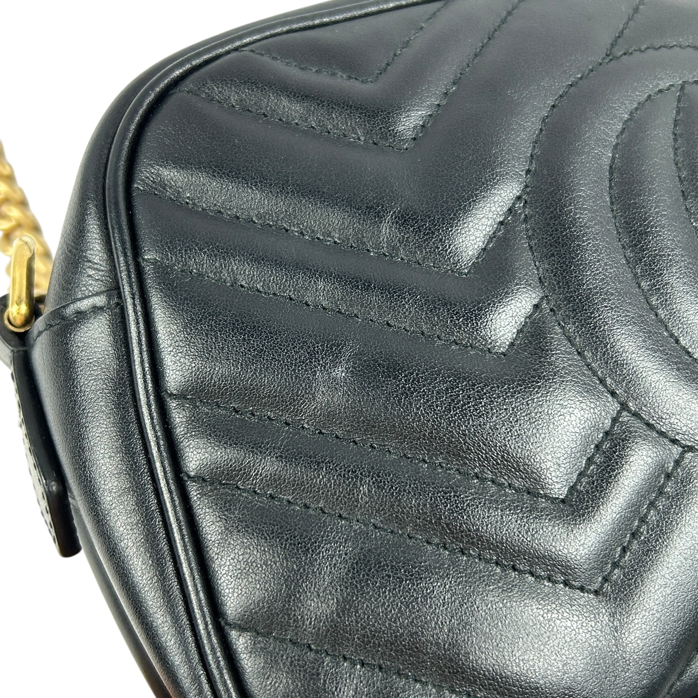 Black Quilted Leather Marmont Small Camera Bag