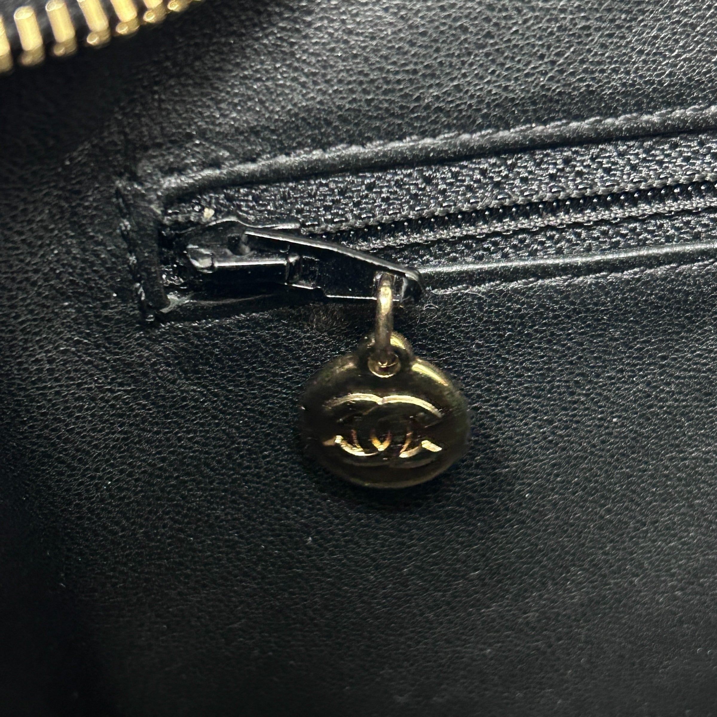 Black Quilted Caviar Leather Medallion Tote Bag w/GHW