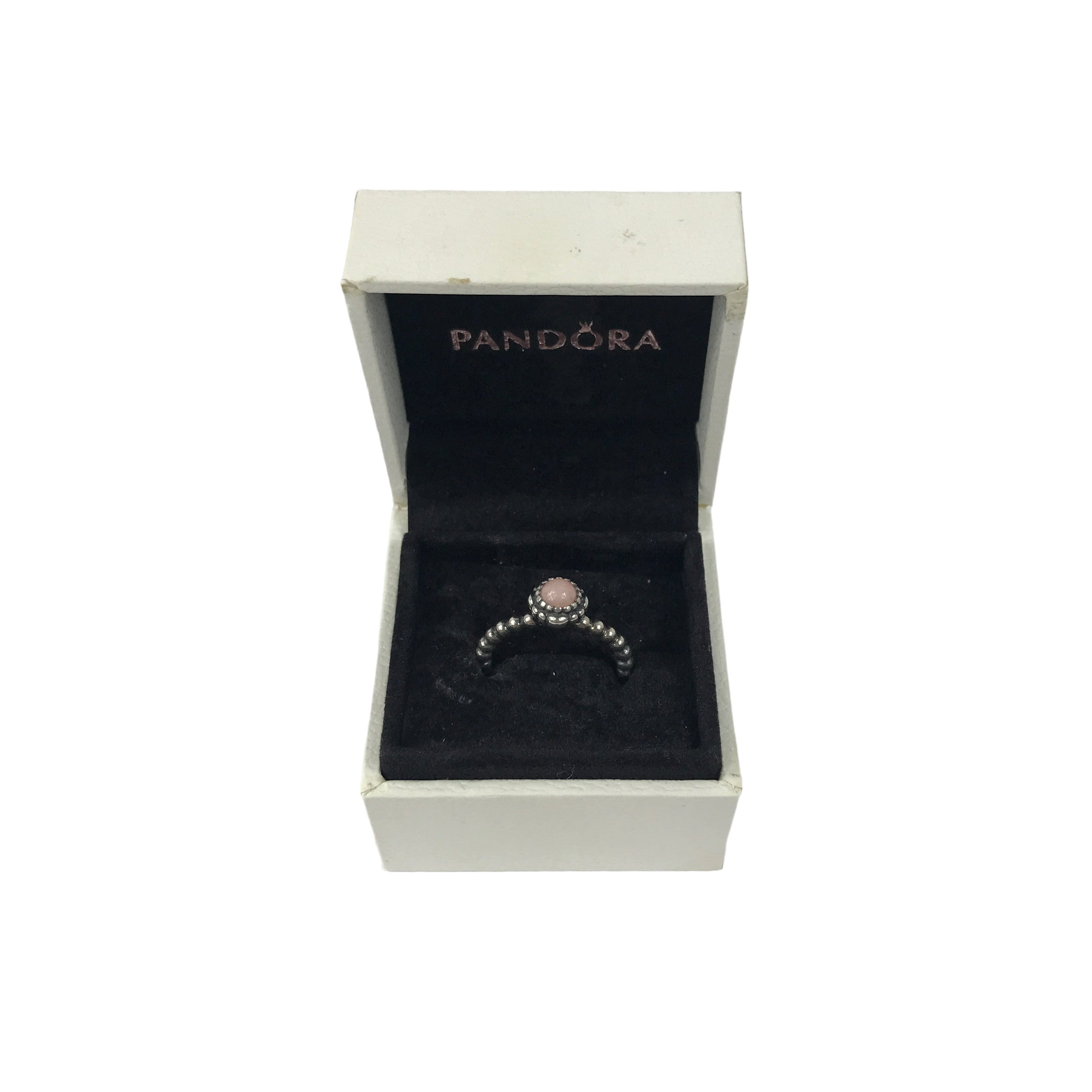 PANDORA Sterling Silver Pink Opal Bloom Bubble Ring