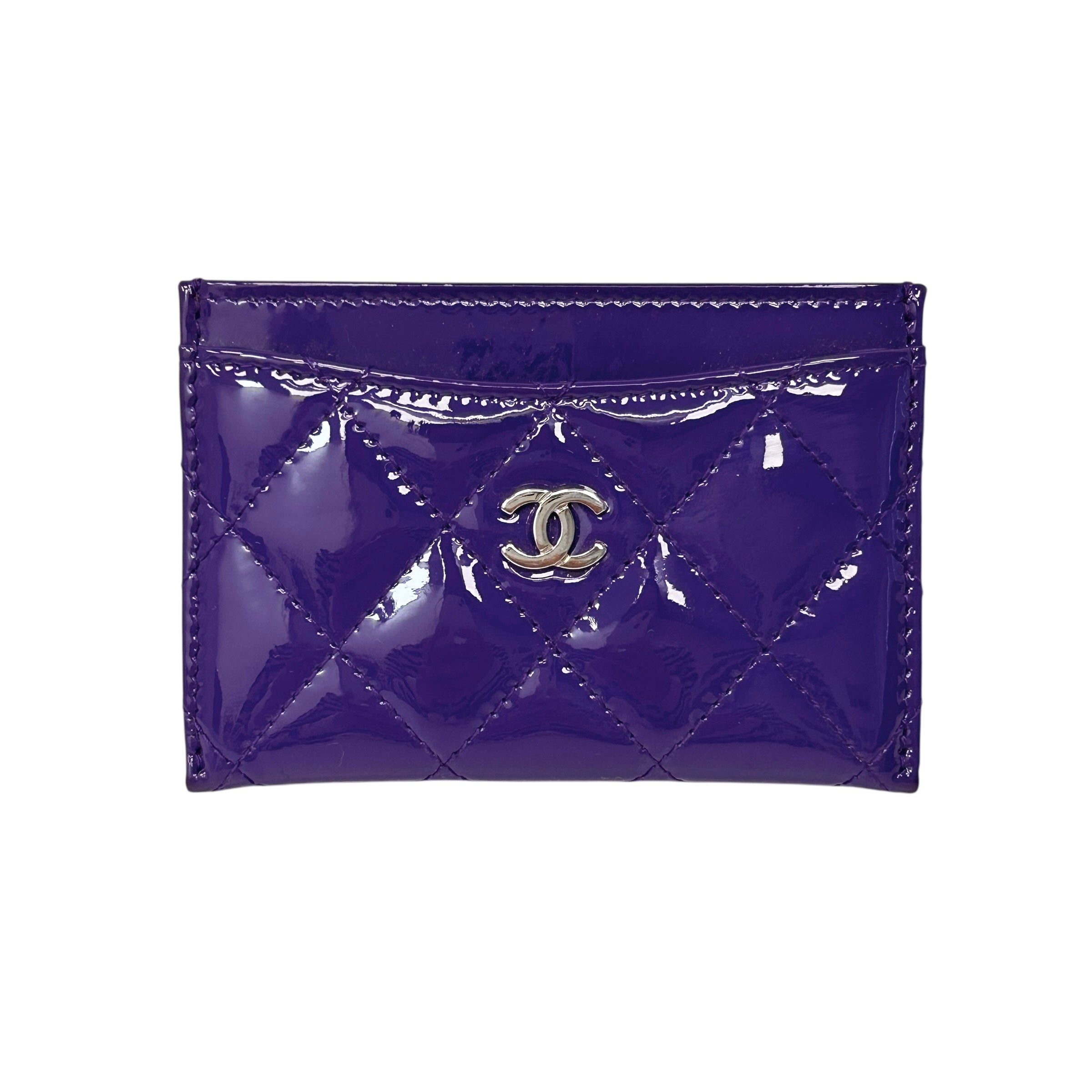 Purple Patent Leather Classic Card Holder w/SHW